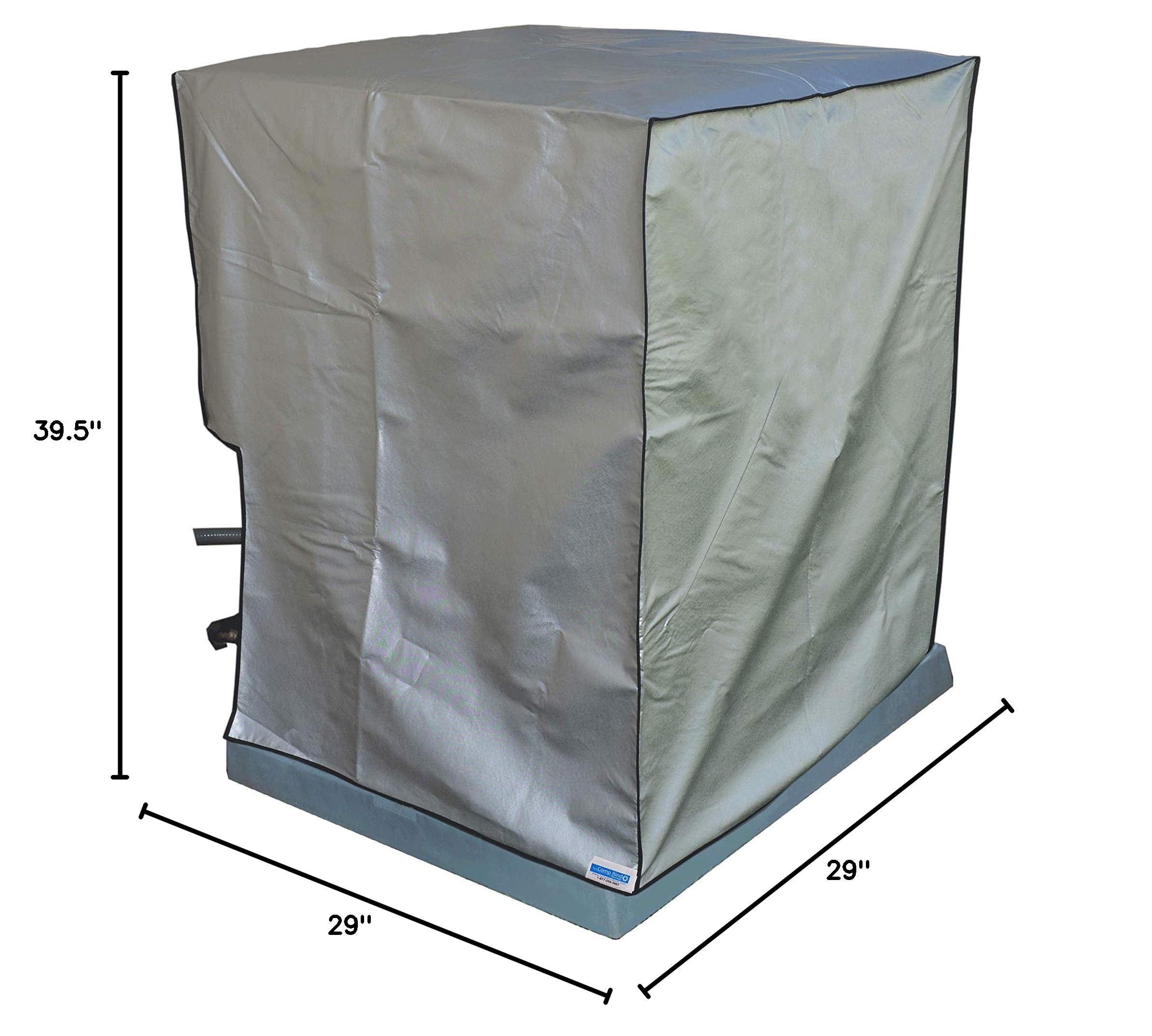 Comp Bind Technology Waterproof Grey Padded Air Conditioning Cover for Goodman GSX160361 Unit, 29''W x 29''D x 39.5''H - Ideal for Outdoor System Protection
