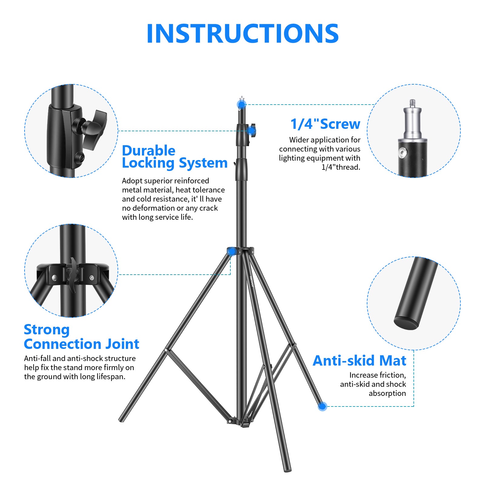 NEEWER ST 300 300cm Professional Photography Light Stand - Heavy Duty Aluminum Tripod for Studio, Portrait, Video & YouTube Shooting