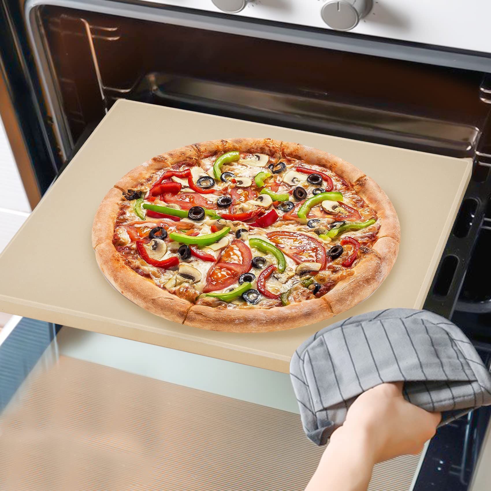 Premium Pizza Grilling Tool Set for BBQ, Oven & Outdoor Cooking - 12x14 Inch Aluminum Pizza Peel & Baking Stone - Perfect for Homemade Pizza, Bread & Pies - Ideal for Backyard Parties, Camping & Wood-Fired Ovens