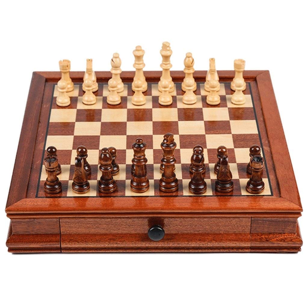 Premium ADSE Wooden Portable Chess Set - Classic Square Magnetic Chess Board with Storage Drawer - Perfect for Travel, Home, and Office Games