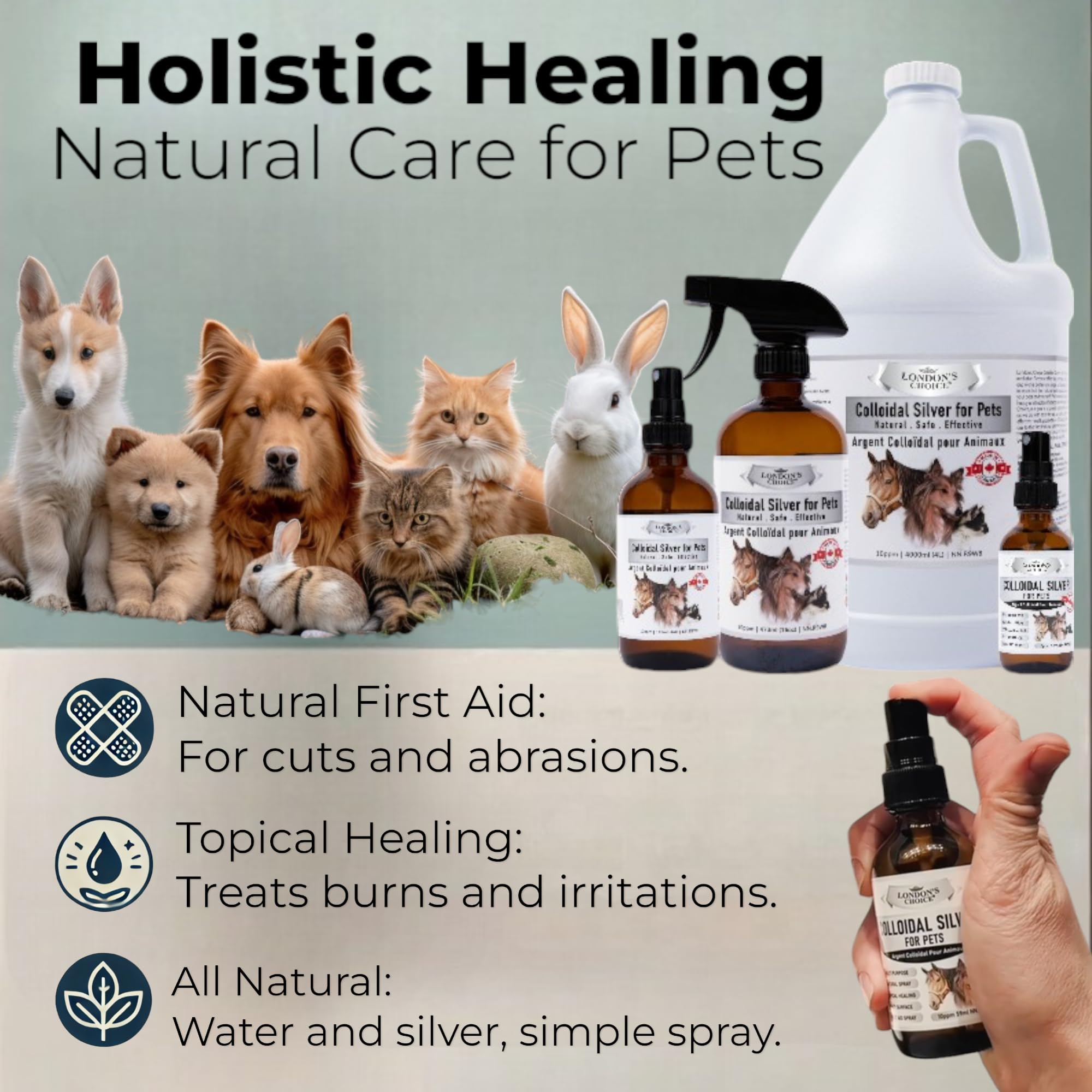 Premium Colloidal Silver for Pets - 4L (135oz) Bulk Jug | Natural Wound & Skin Care Solution for Dogs & Cats | Hot Spot Treatment & Dog Wound Spray | Safe for Ears, Eyes & Coat | Ideal for Daily Grooming, First Aid & Pet Wellness