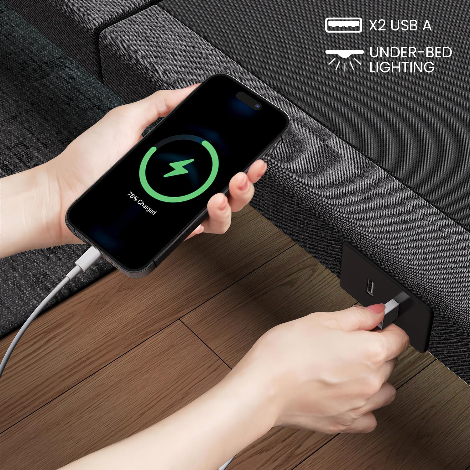 Adjustable Bed Frame Queen Size - Electric Power Base with Wireless Remote, Zero Gravity, Under-Bed Lighting & 2 USB Ports | Height Adjustable Legs | Perfect for Back Pain Relief, Reading & Relaxing in Bedroom