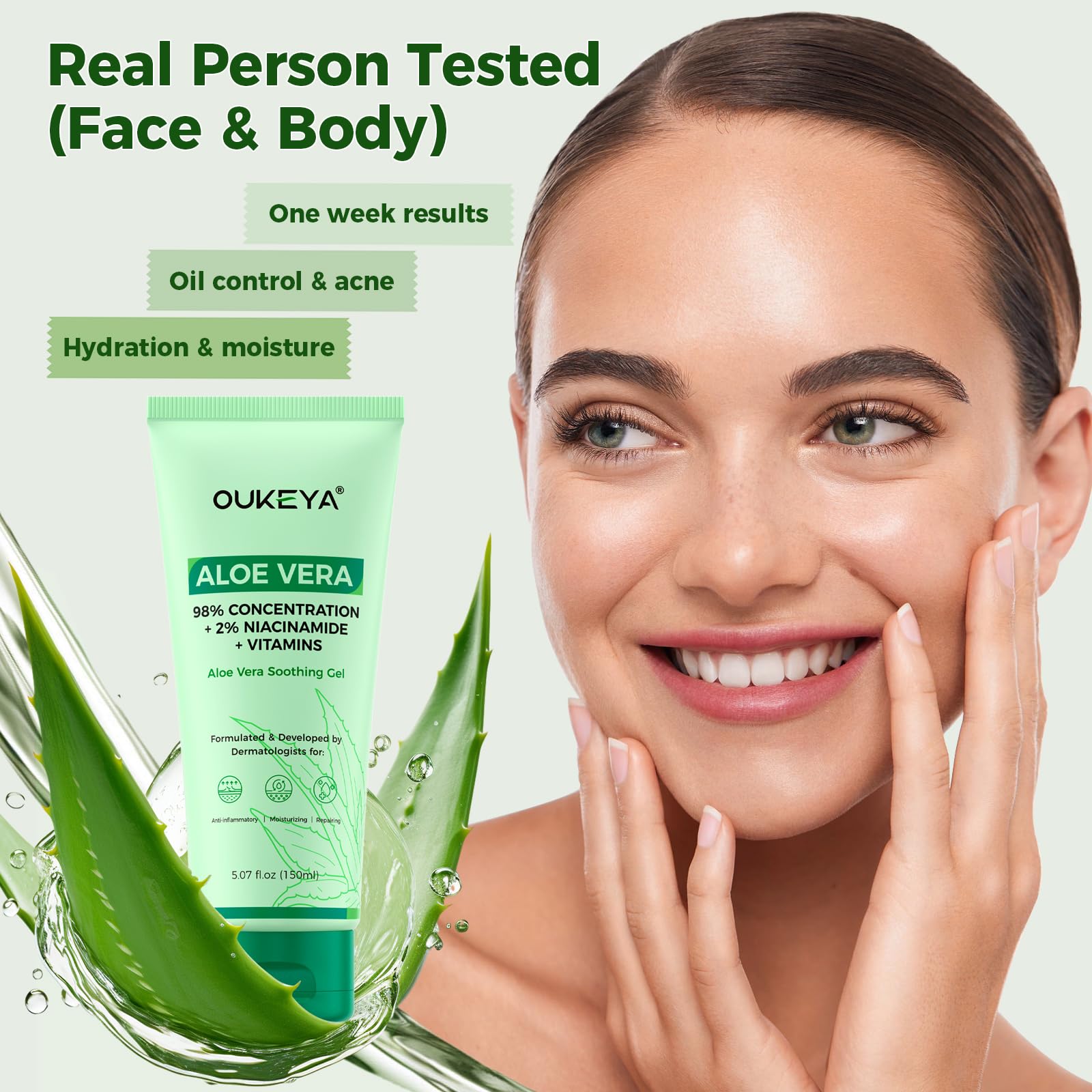 98% Pure Organic Aloe Vera Gel for Face & Body - Natural Hydrating Moisturizer for Sunburn Relief, Skincare & Hair Care - Soothes Razor Bumps & Scalp - 5.07 Fl Oz - Perfect for Post-Sun Care, Daily Hydration & Sensitive Skin Treatment