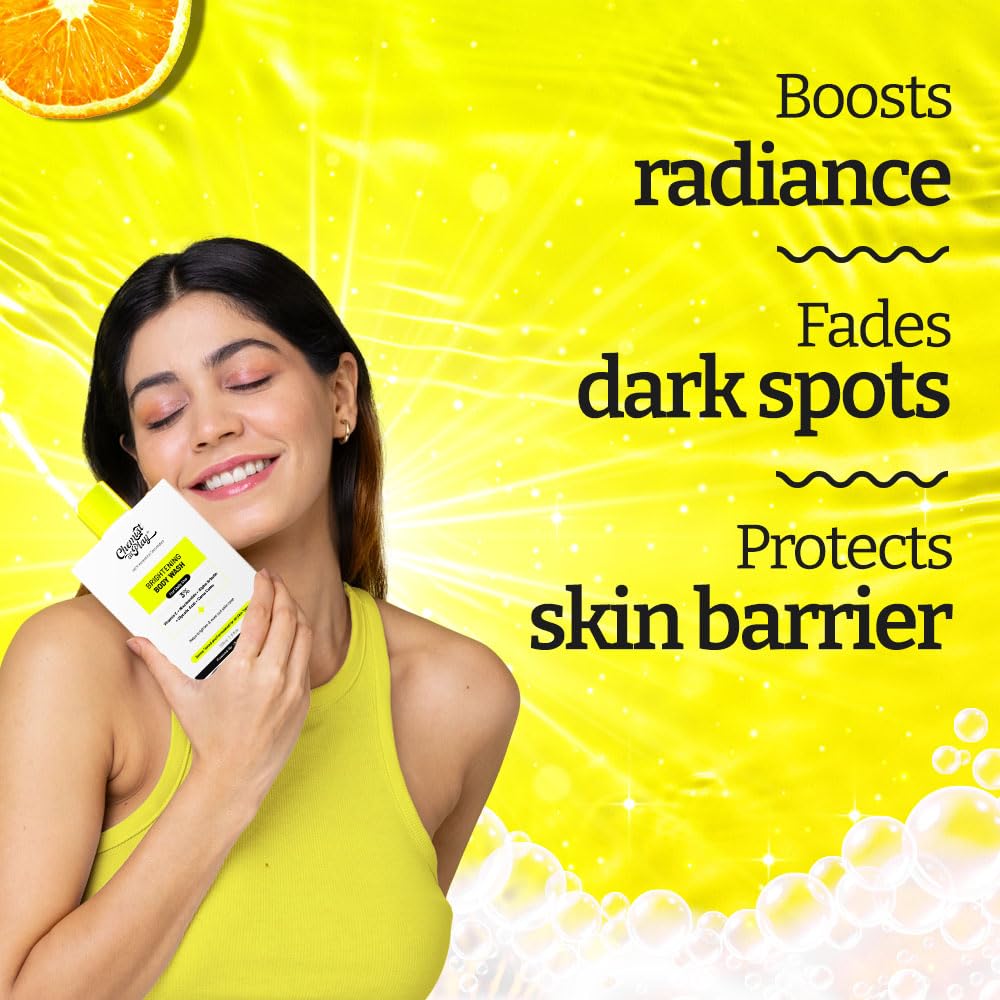 Brightening Body Wash with Vitamin C & Alpha Arbutin - Glowing Skin Bodywash for Women & Men - Reduces Dark Spots & Evens Skin Tone - 30X Vitamin C & Camu Camu Extract - 8oz/236ml - Perfect for Daily Shower & Post-Workout Skincare Routine