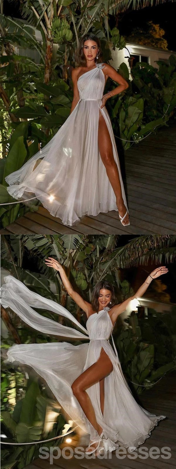 Elegant A-Line One Shoulder High Slit Long Prom Dress for Women - Perfect for Evening Parties, Weddings & Formal Events | Style 13296