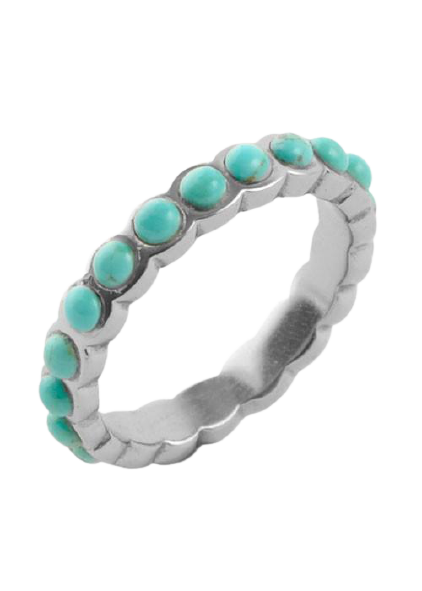 Turquoise Stack Ring for Women - Sterling Silver Minimalist Band Ring - Perfect for Layering & Everyday Wear