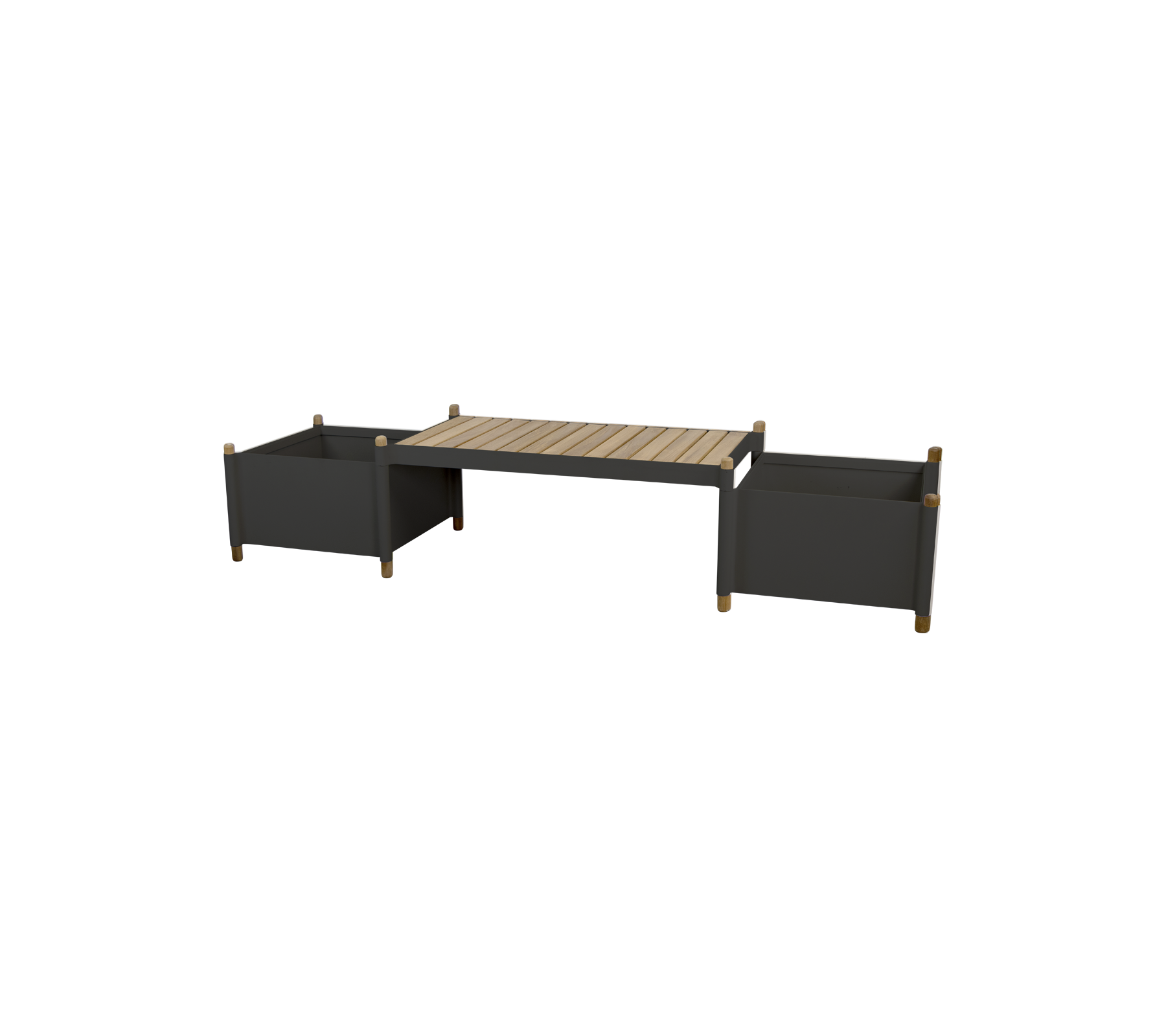 Wooden Garden Bench with 2 Built-in Planters - Outdoor Patio Furniture for Backyard, Porch, or Garden Decor