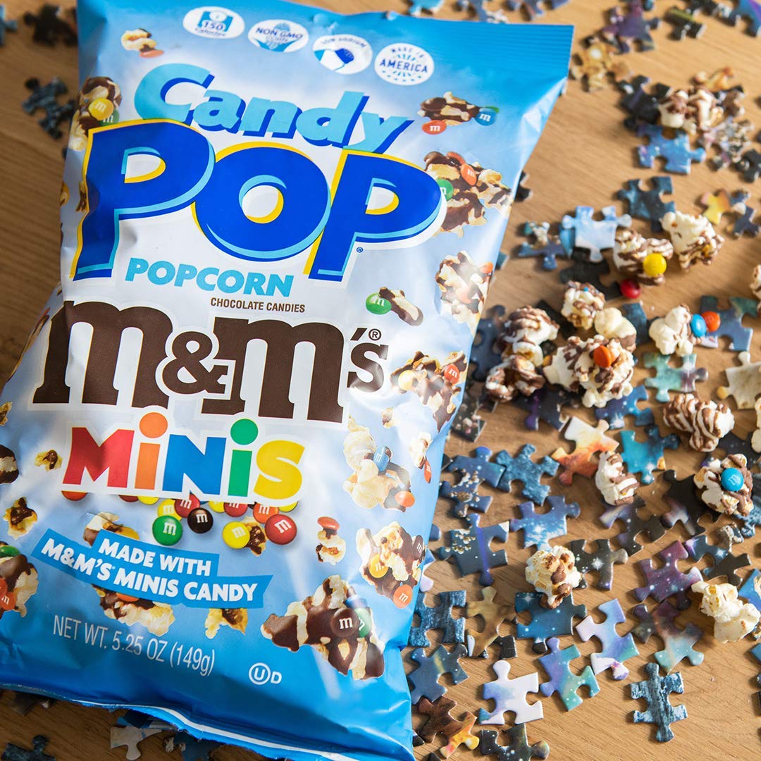 M&M's Minis Candy Coated Popcorn Snack - 5.25oz Non-GMO Chocolate Drizzled Treat with Real M&M's Candies - Perfect for Movie Nights, Parties & Sweet Cravings