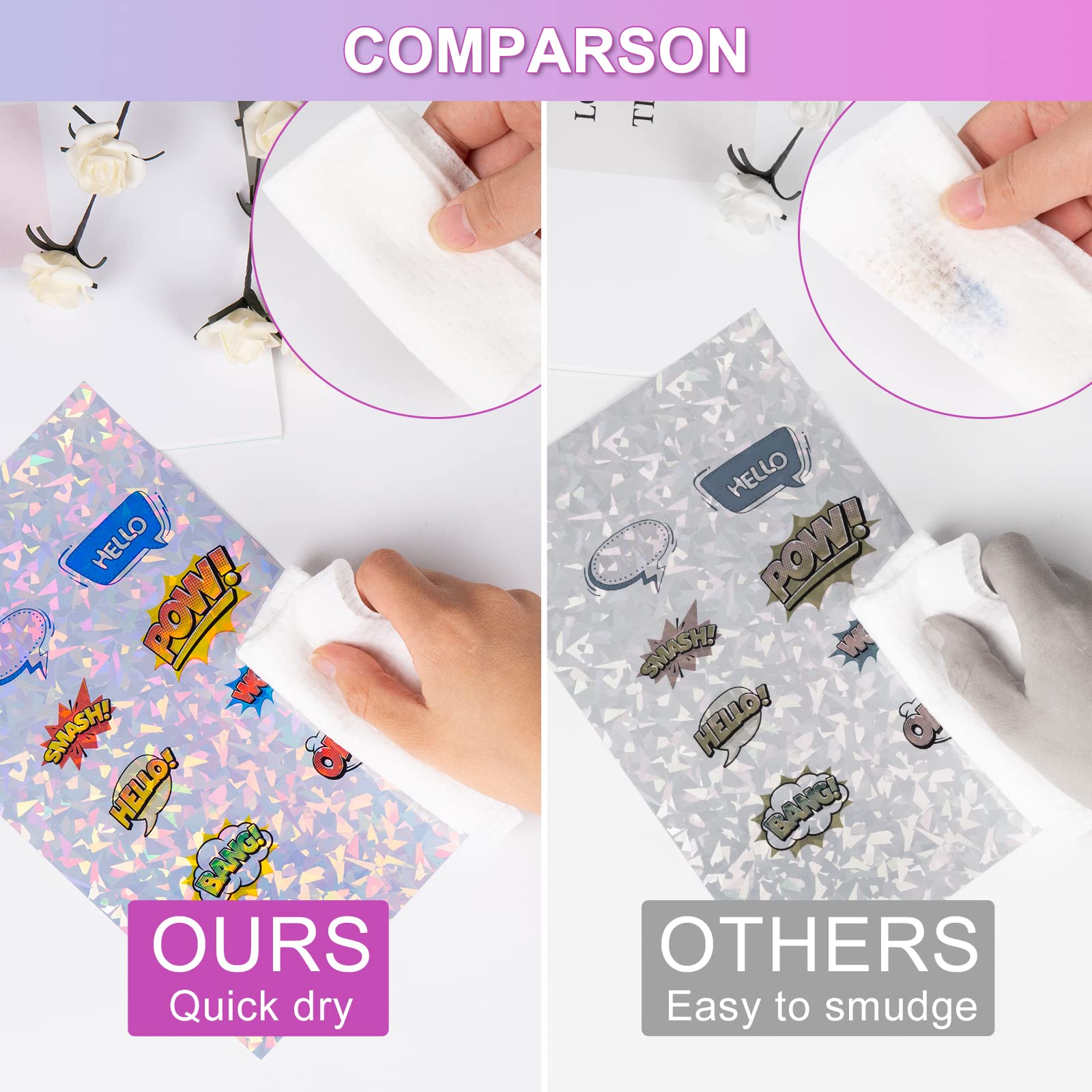 20 Sheets Holographic Sticker Paper for Inkjet & Laser Printers - Printable Vinyl Sticker Sheets, Quick-Drying & Waterproof - 8.5x11 Inch (Diamond/Rainbow/Dots/Transparent Options) - Perfect for DIY Crafts, Scrapbooking, Laptop Decals & Gift Packaging