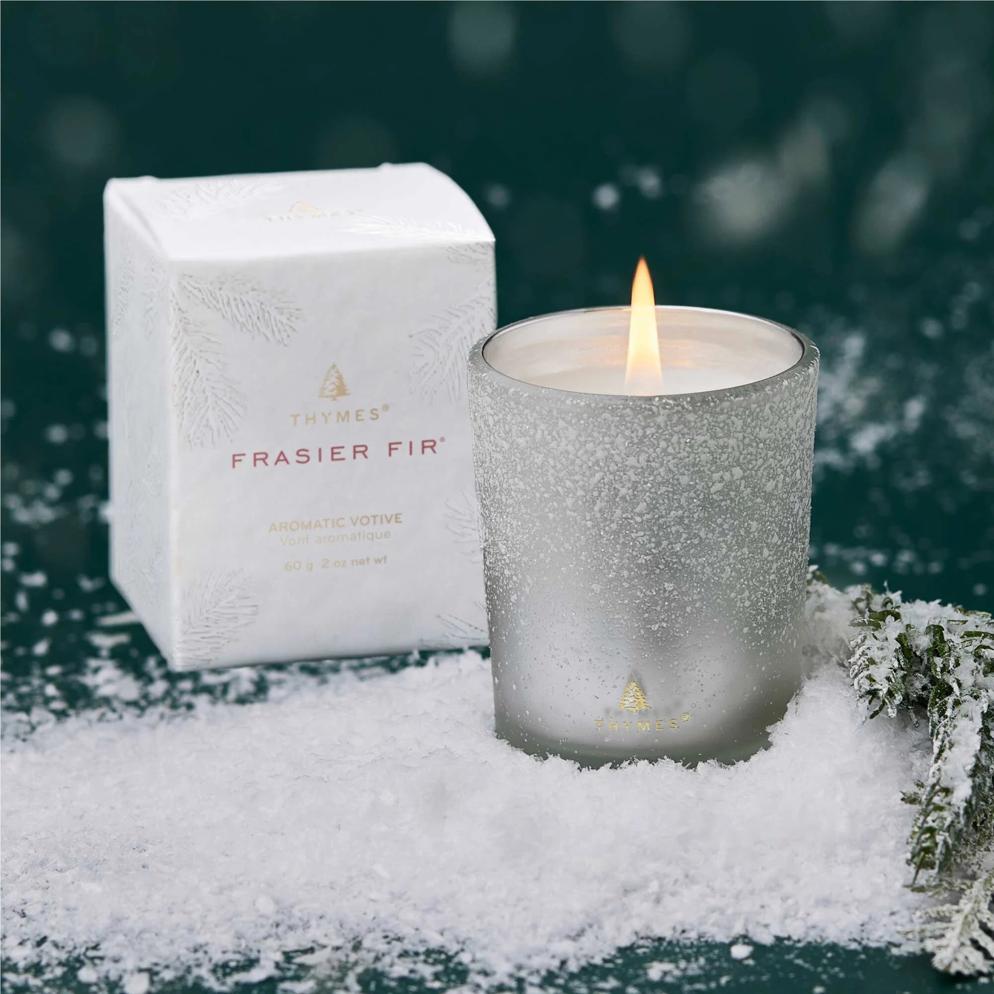 Premium Frasier Fir Scented Flocked Votive Candles - 2oz (6-Pack) | Natural Soy Wax, Long-Lasting Fragrance for Home, Office, Spa & Holiday Decor