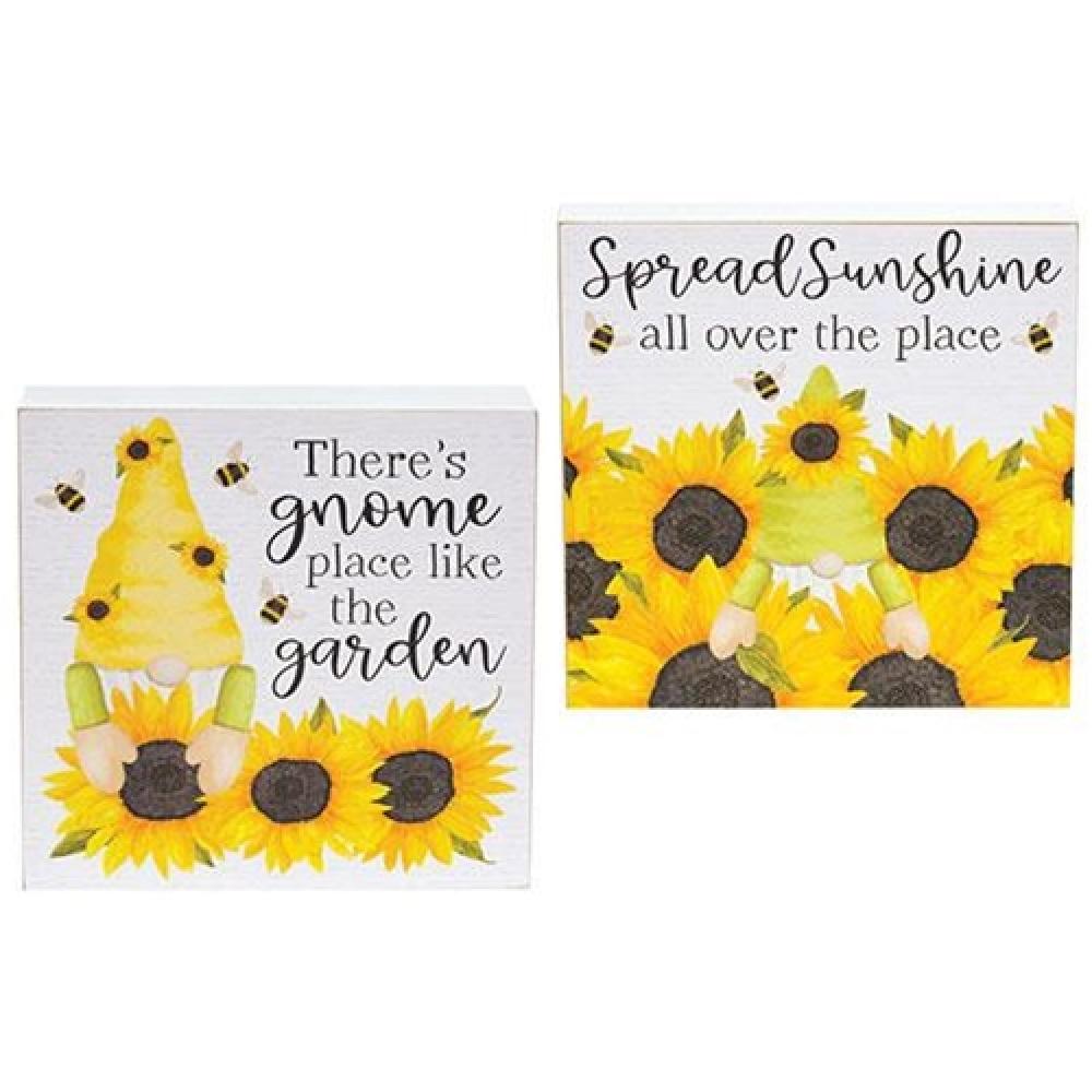 Gnome Place Like the Garden Box Sign - 2 Pack Assorted Designs - Perfect for Outdoor Garden Decor, Patio Ornaments, and Backyard Landscaping