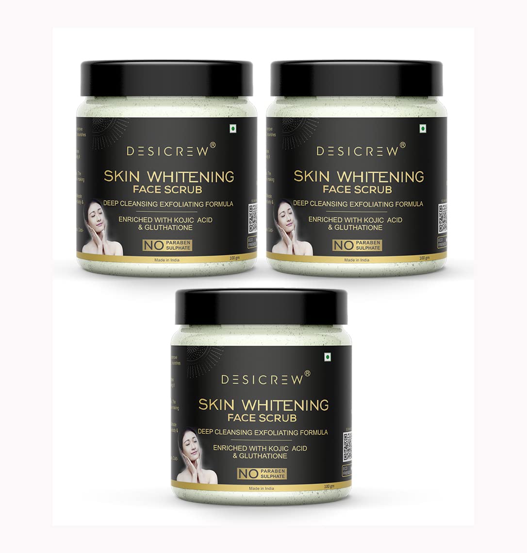 Desicrew Skin Whitening Facial Scrub - Brightening & Deep Cleansing Exfoliator (300g) for Glowing Complexion | Perfect for Daily Skincare Routine & Acne-Prone Skin