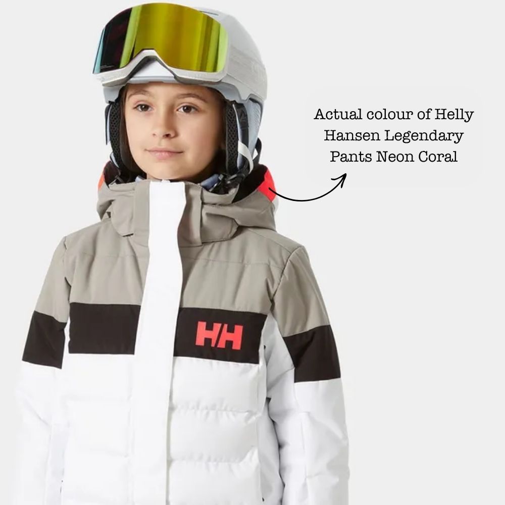 Helly Hansen Girls' Legendary Ski Pants - Waterproof Winter Snow Pants for Kids, Neon Coral | Perfect for Skiing, Snowboarding & Outdoor Winter Activities