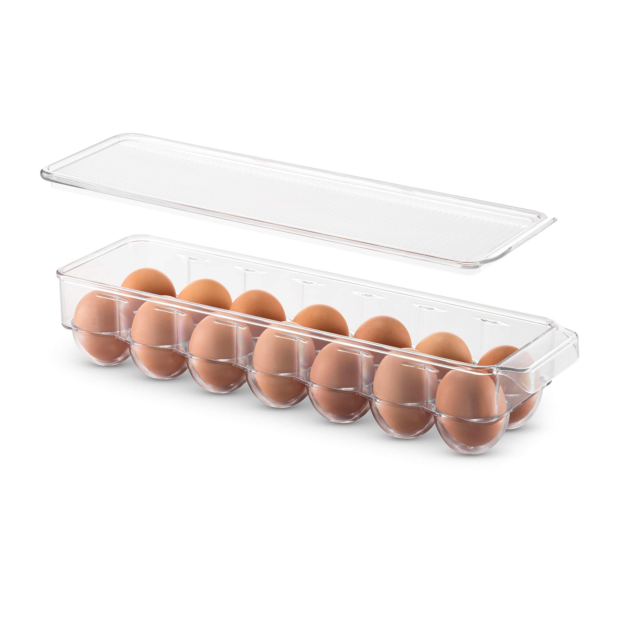 8-Pack Clear Plastic Refrigerator & Pantry Organizer Bins - Stackable Food Storage Containers for Kitchen, Fridge, Freezer, Cabinets | Perfect for Countertop Organization, Bedroom & Bathroom Storage - Durable Household Baskets