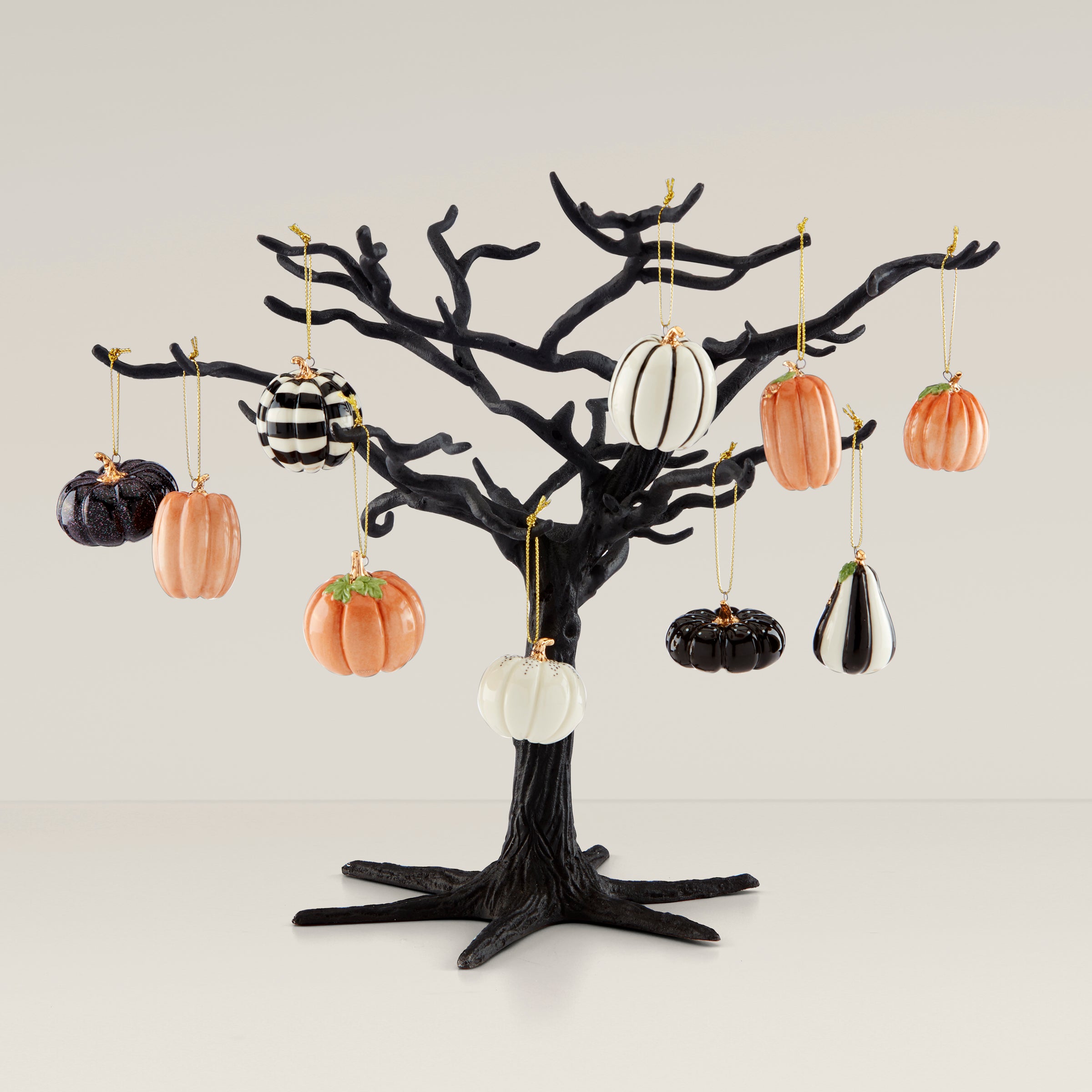 Mini Pumpkin 10 Piece Ornament Set - Fall Thanksgiving Halloween Home Decor for Table Centerpiece, Mantel, and Party Decorations