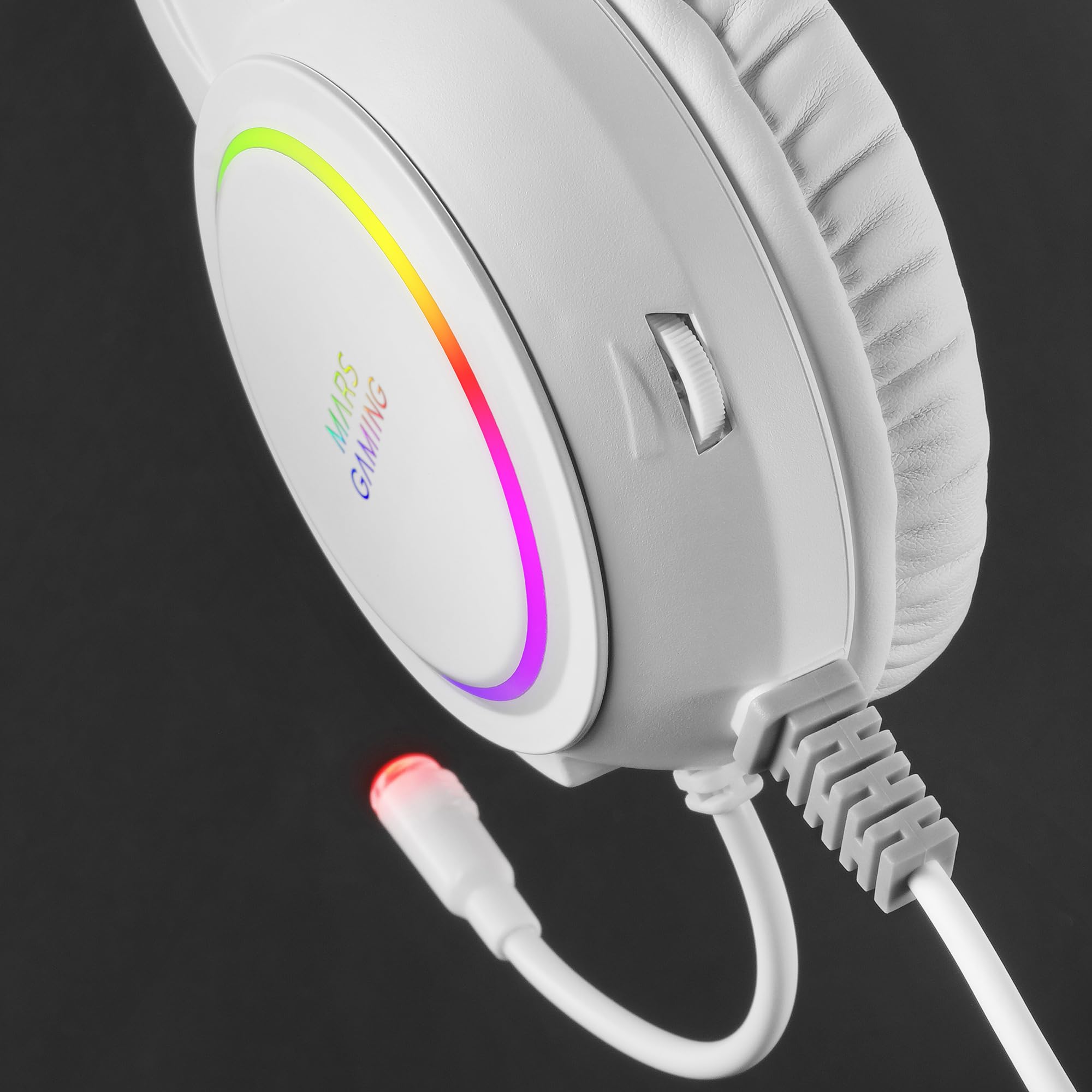 Mars Gaming MHRGBW RGB Flow Gaming Headset with Professional Microphone, Spatial Sound, White - Perfect for PC, PS5, Xbox & Streaming