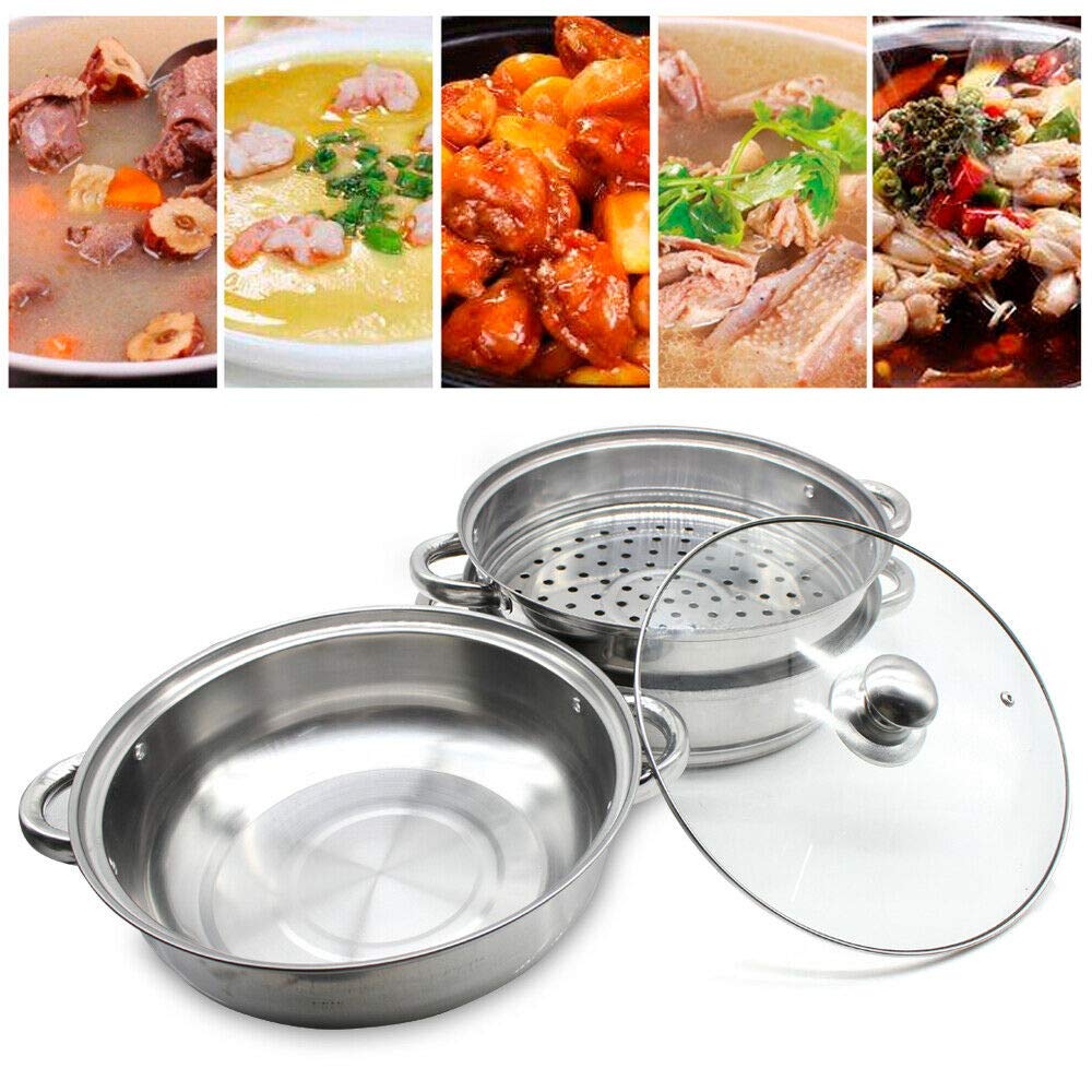 3-Tier Stainless Steel Steamer Pot with Lid - Multi-Level Food Steamer for Vegetables, Dumplings & Seafood - Durable Kitchen Cookware for Healthy Cooking, Meal Prep & Asian Cuisine