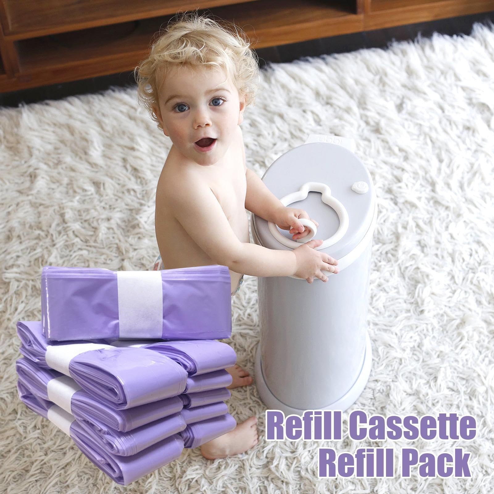 **Eco-Friendly Diaper Trash Bags with Odor Control - 10 Pack Leak-Proof & Sustainable Refill Bags for Diaper Bins, Cat Litter & Home Garbage - Perfect for Nursery, Pet Care & Household Waste Disposal**