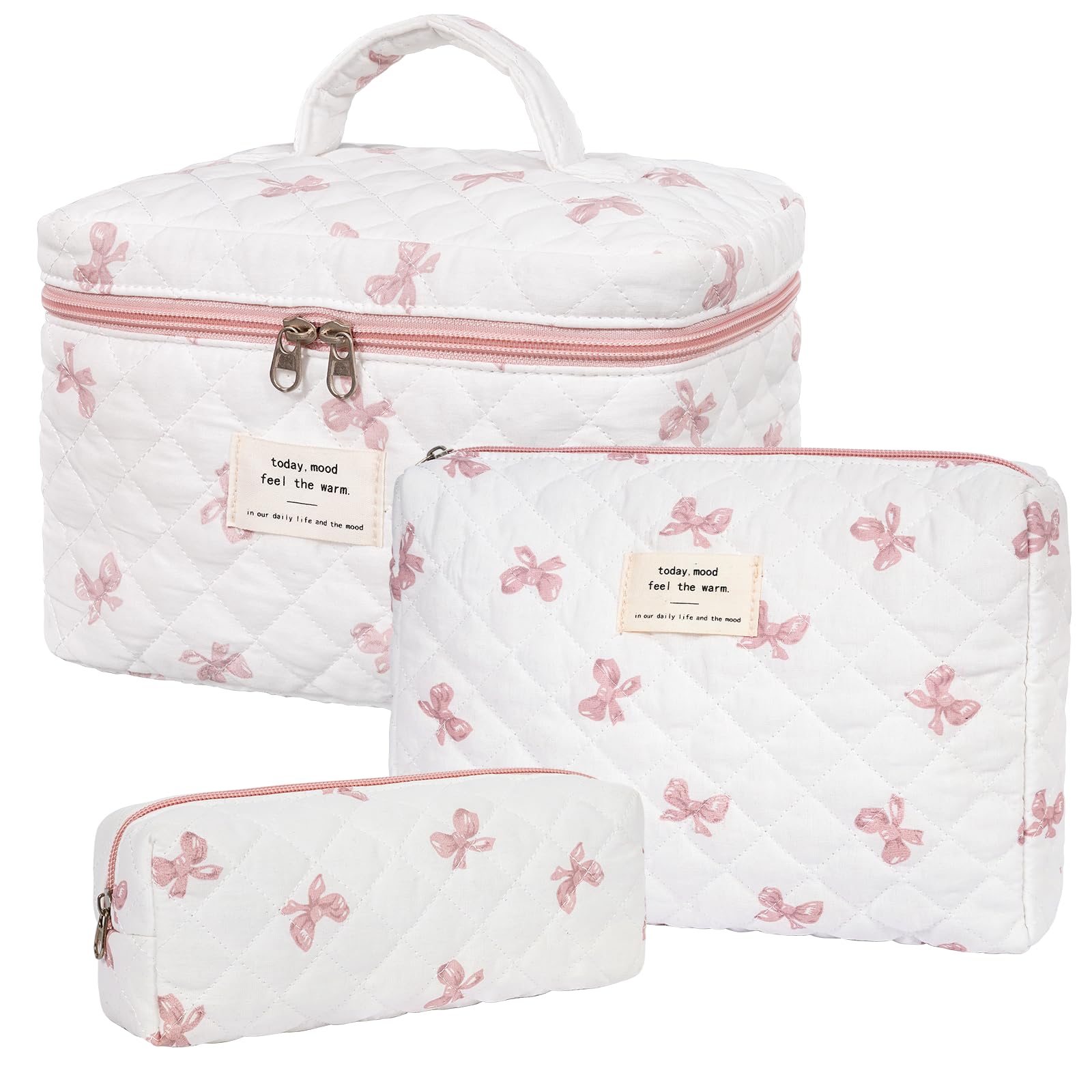 Floral Makeup Bag for Women - Large Quilted Cosmetic & Toiletry Travel Bag