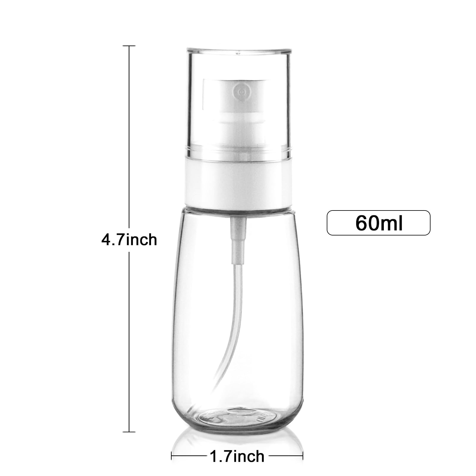 2-Pack 2oz/60ml Fine Mist Travel Spray Bottles - TSA Approved Leakproof Refillable Cosmetic Containers for Hair, Skincare & Face Toner (Clear) | Perfect for Travel, Gym, Home & Office Use