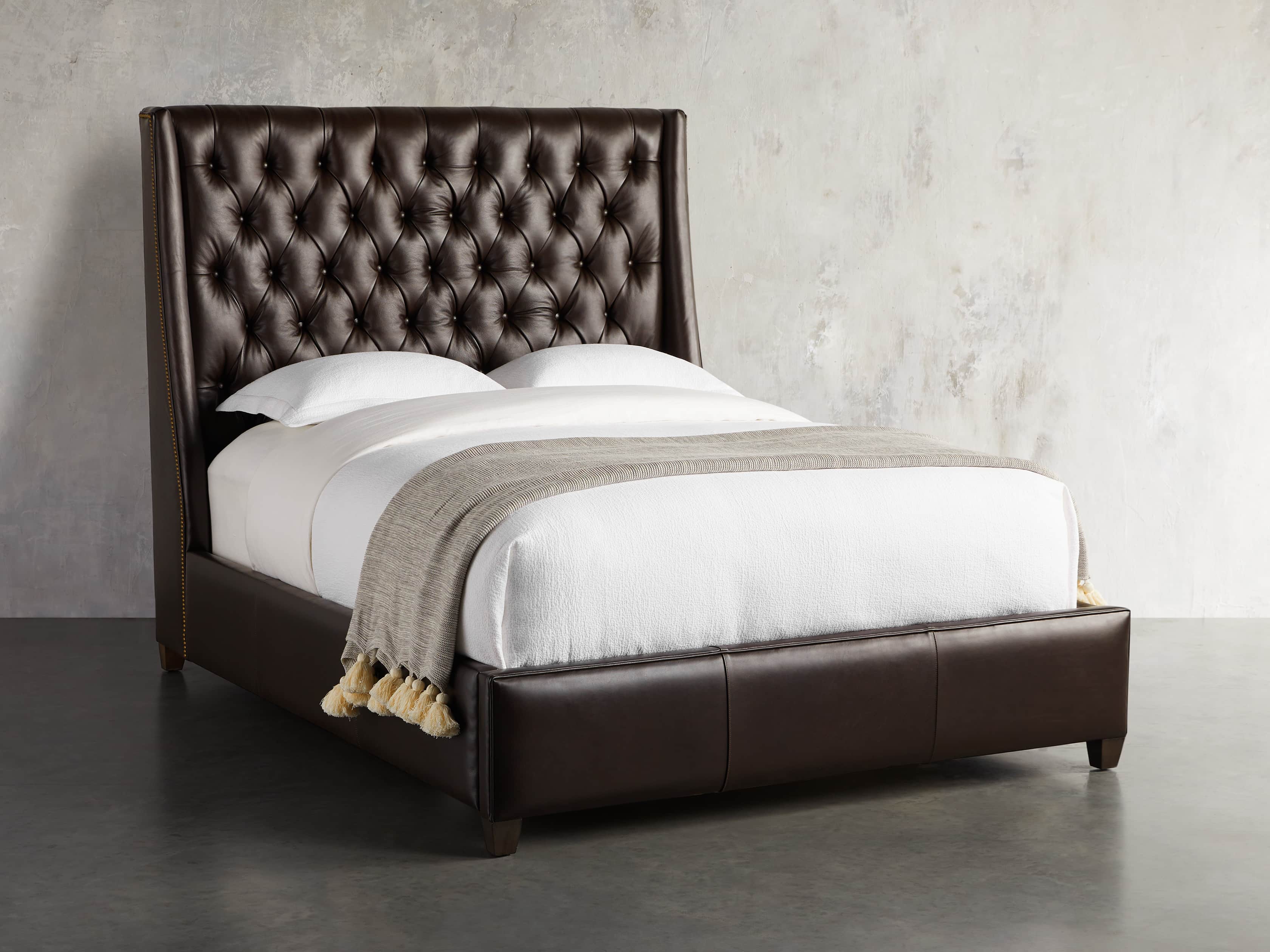 Luxury Devereaux Leather Tufted Queen Size Bed - Handcrafted Genuine Leather Upholstered Bed Frame with Button Tufting for Master Bedroom Elegance | Perfect for Modern, Contemporary & Classic Home Decor