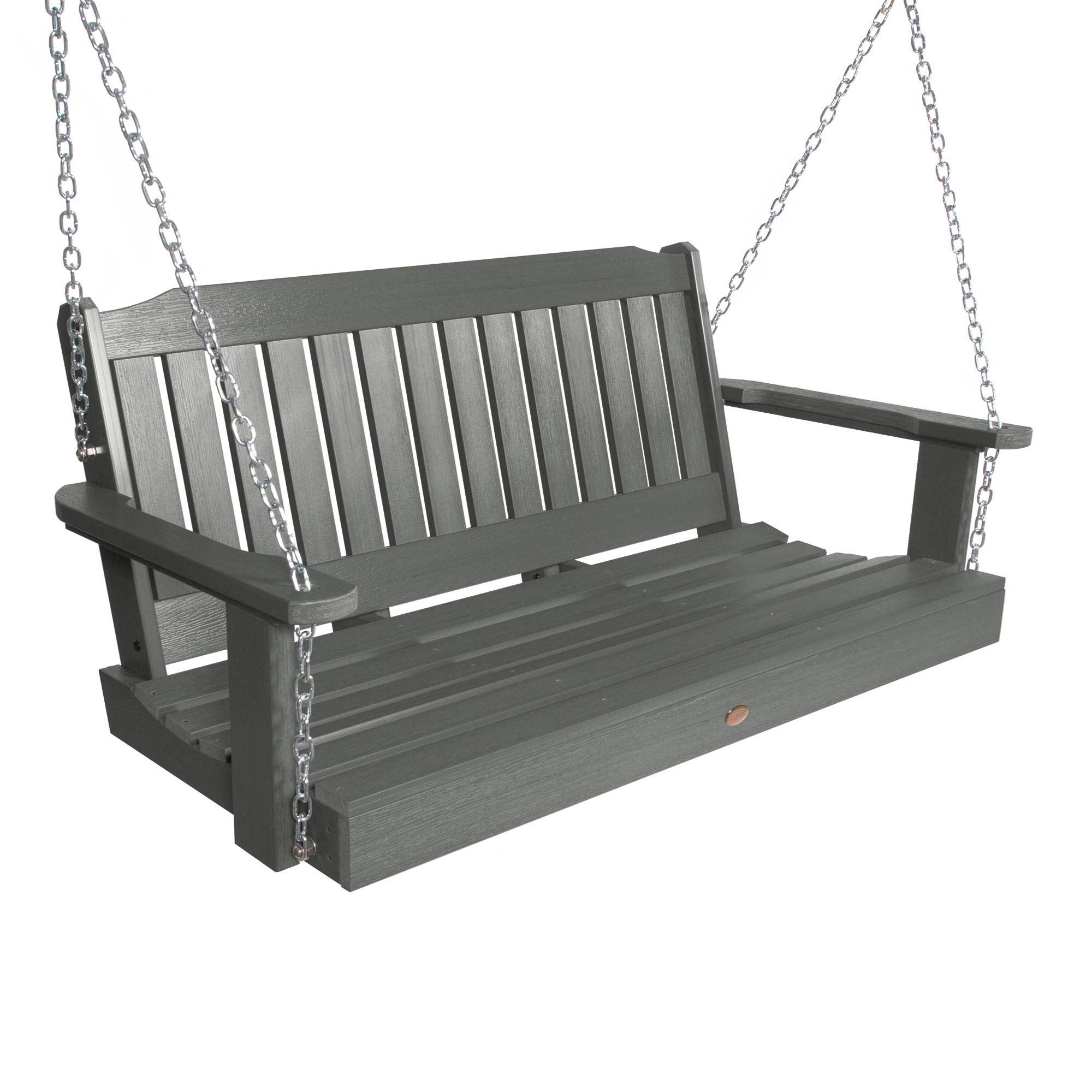 Highwood AD-PORL2-CGE Lehigh 4-Foot Porch Swing in Coastal Teak - Perfect for Outdoor Patio, Garden, and Backyard Relaxation