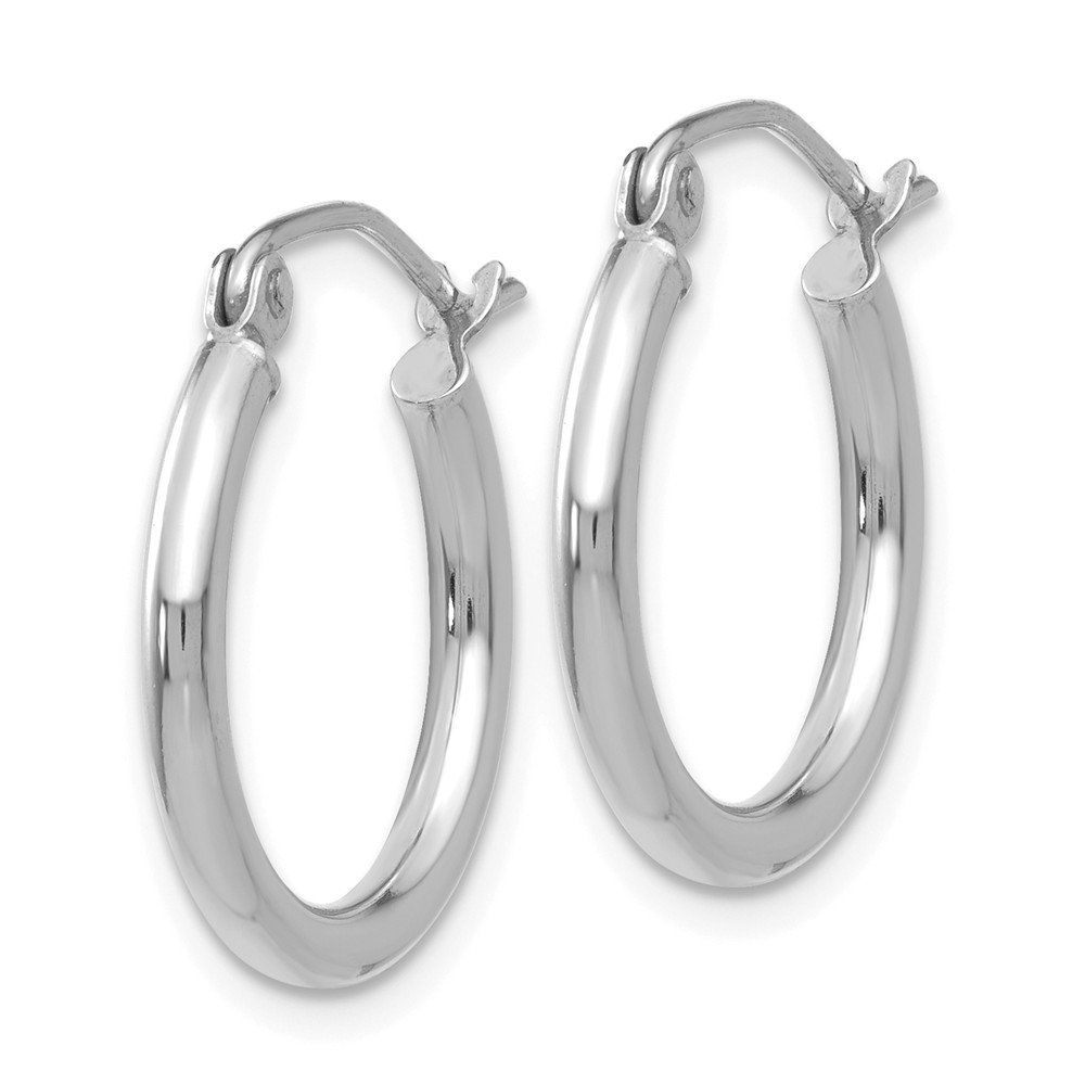 Jewels By Lux 10k White Gold 2mm Round Hoop Earrings for Women - Classic Minimalist Small Hoops for Everyday Wear, Gift Giving & Special Occasions