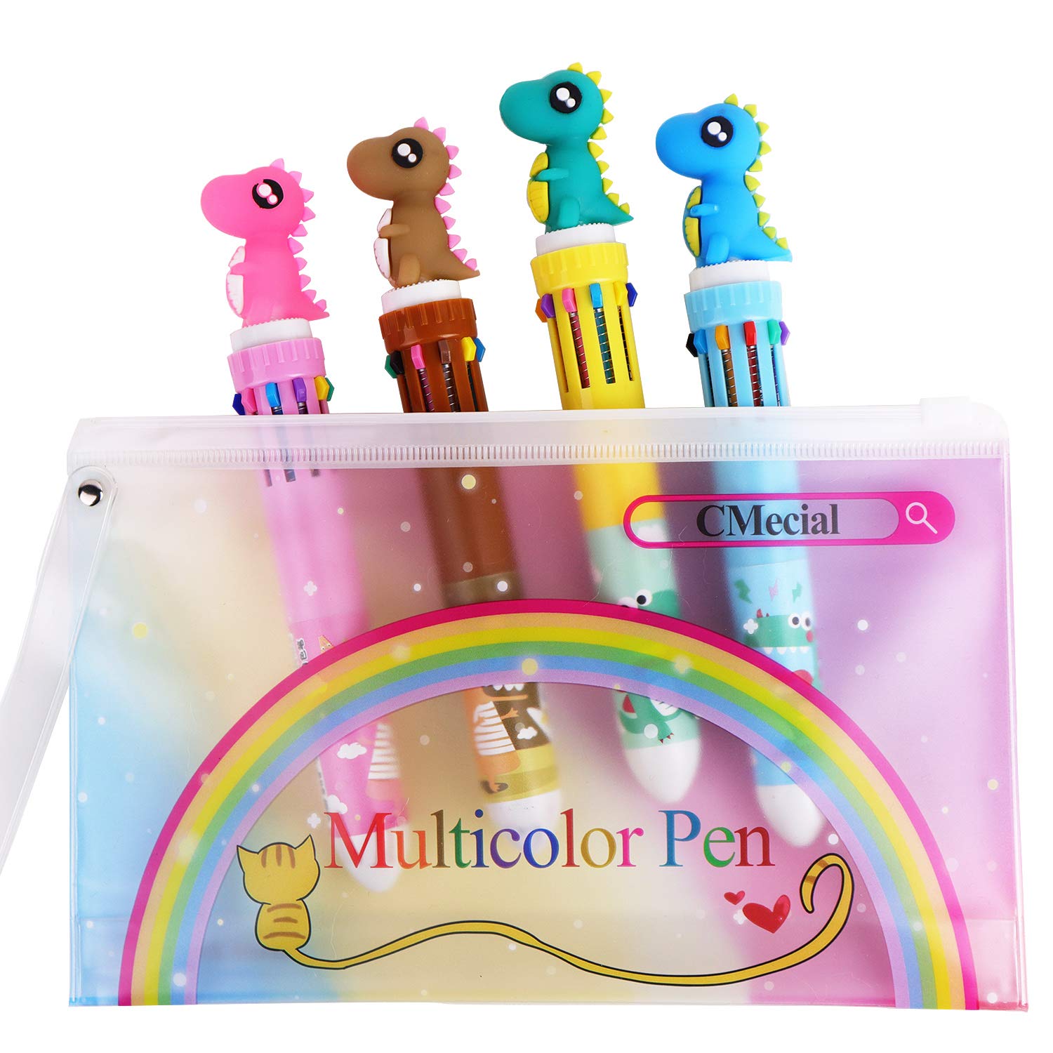 Dinosaur Pens Set with Case - 12 Color Cute Dinosaur Pens for Kids, Boys & Girls - Fun Multicolor Writing Pens for School, Office & Creative Drawing - Perfect Gift for Dinosaur Lovers
