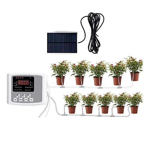 Solar-Powered Automatic Drip Irrigation Kit with Dual Pump & Smart Timer - Indoor Plant Watering System for 30 Potted Plants - Perfect for Home, Office, and Vacation Plant Care