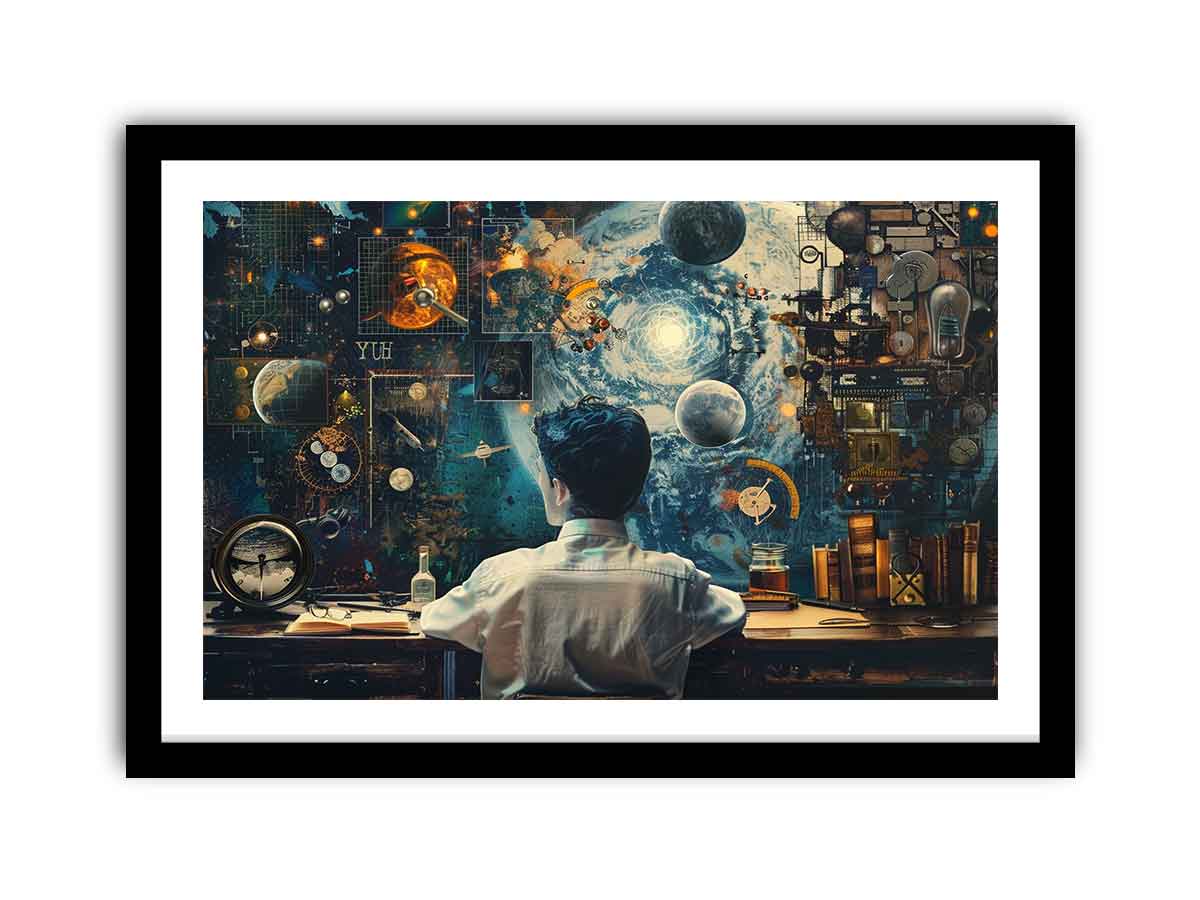 Genius at Work Framed Print - Motivational Office Wall Art for Home & Office Decor - Perfect for Study Rooms, Work Spaces & Creative Studios