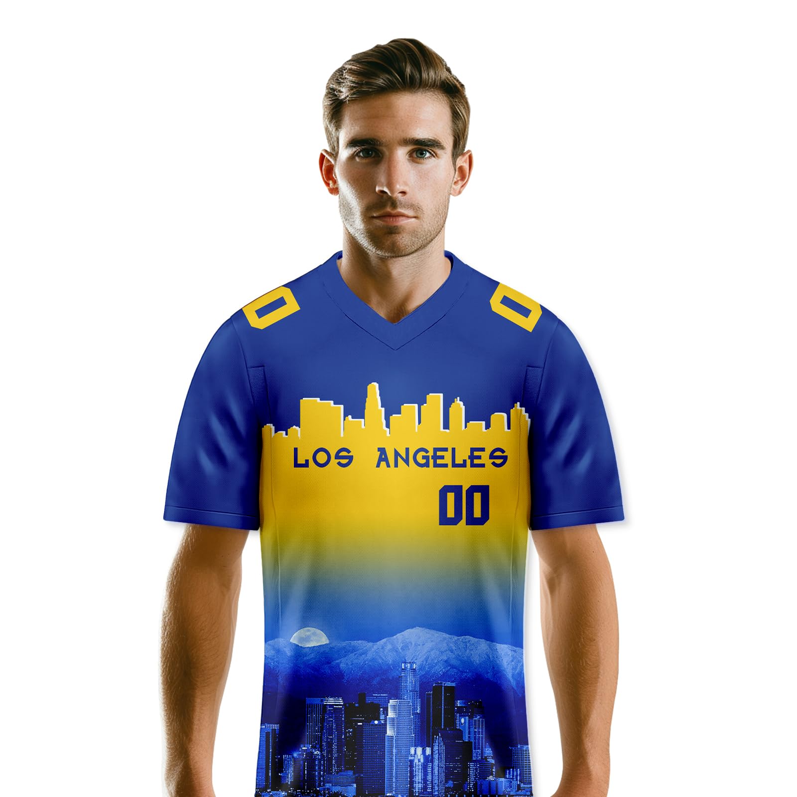 Custom Personalized Football Jersey with City Night Skyline Design - Men Women Youth Name & Number Jersey - Perfect for Game Day, Fan Gifts & Sports Fashion (Ideal for NFL Games, Birthday Presents & Team Support)