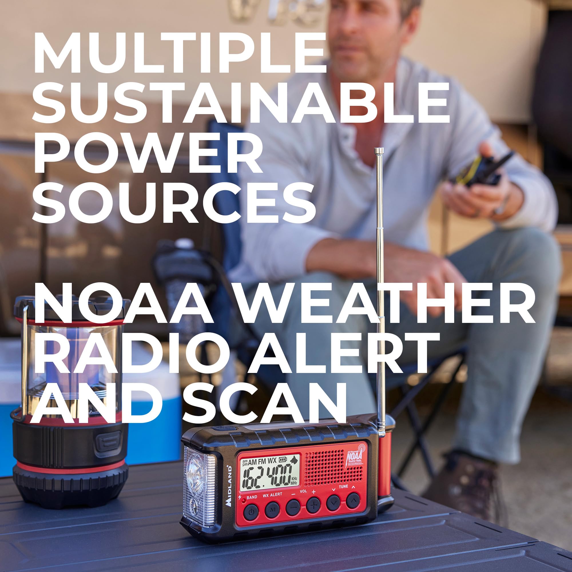 Midland ER310 Emergency Solar Hand Crank AM/FM NOAA Weather Radio - Portable Survival Radio with Cree LED Flashlight, USB Charger & Power Bank - Perfect for Camping, Hiking & Emergency Preparedness