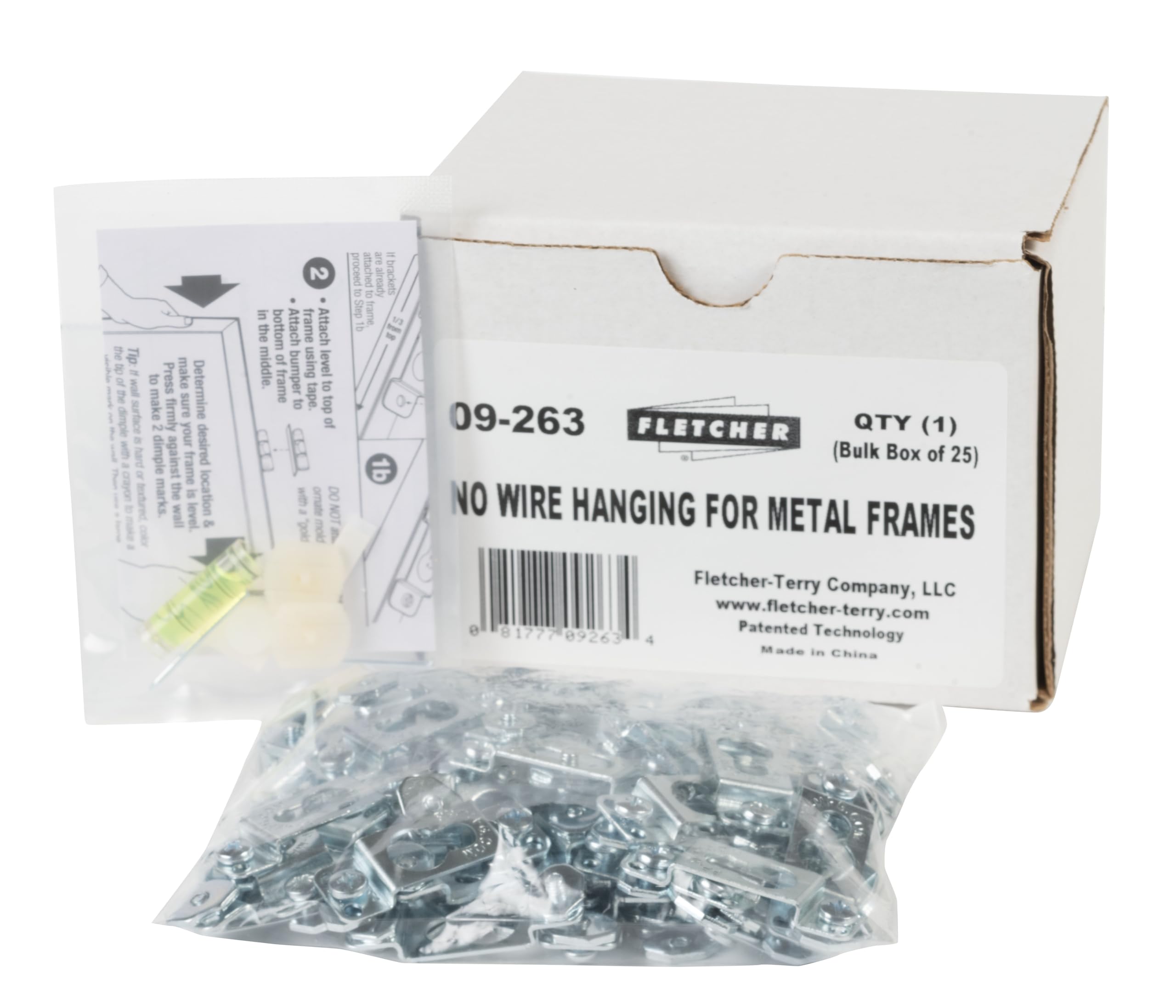 Fletcher® Picture Perfect No-Wire Hanging System - Heavy Duty Wall Hook for Art & Frames up to 50 lbs (1-Pack Metal) - Perfect for Galleries, Living Rooms & Office Decor