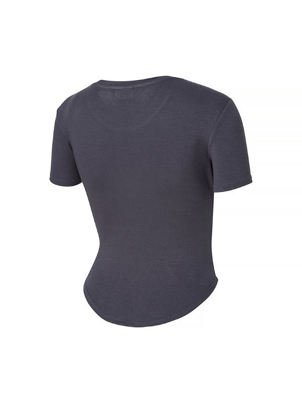 Soft Tension Round Crop Top for Women - Stretchy Comfort Fit Summer Fashion T-Shirt | Perfect for Yoga, Beach & Casual Outfits