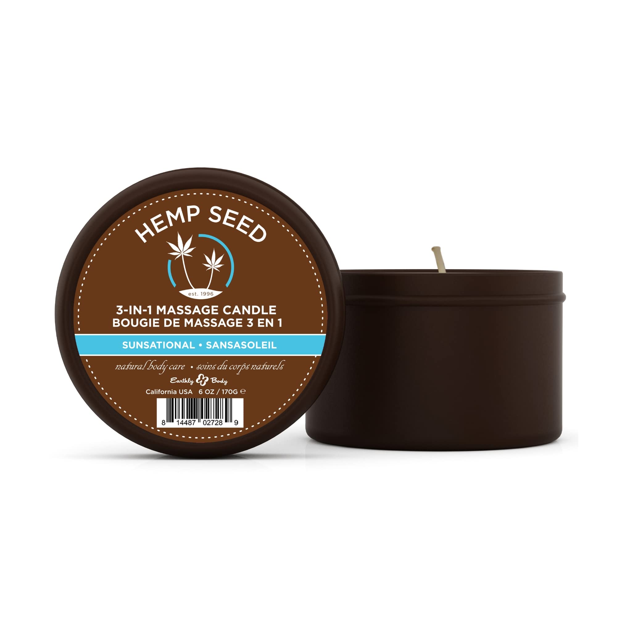 3-in-1 Massage Candle with Coconut, Apricot & Soybean Oil - 6 oz Vegan & Cruelty-Free Candle, Massage Oil & Moisturizer - Sunsational Scent for Relaxation, Spa & Romantic Nights