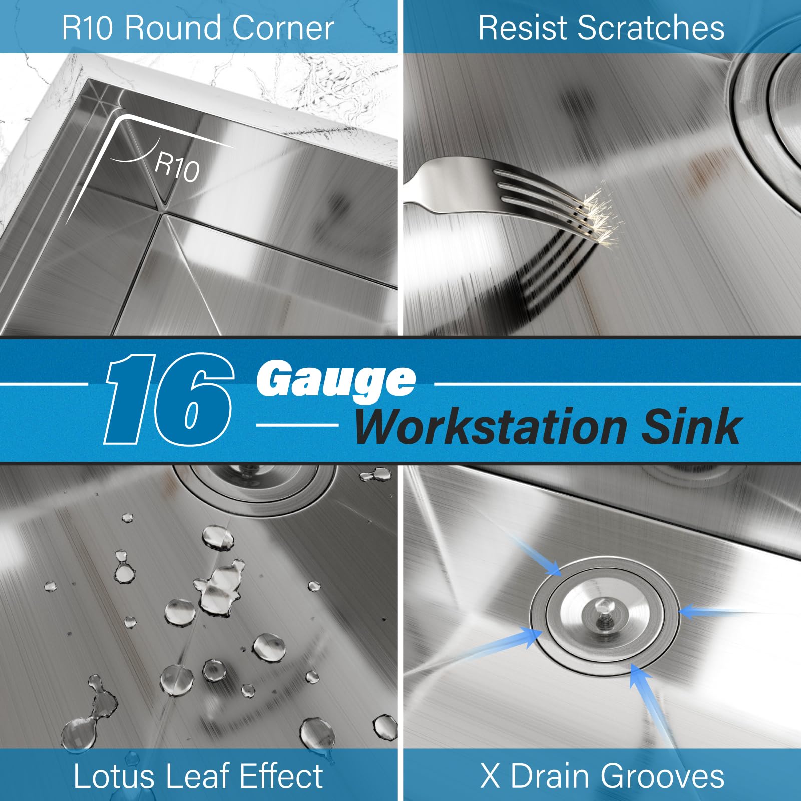 **Davivy 24 Inch Undermount Kitchen Sink - 16 Gauge Stainless Steel Single Bowl Workstation Sink (24x18.5 Inch) with Single Track & Accessories - Perfect for Home, Restaurant & Commercial Kitchens**
