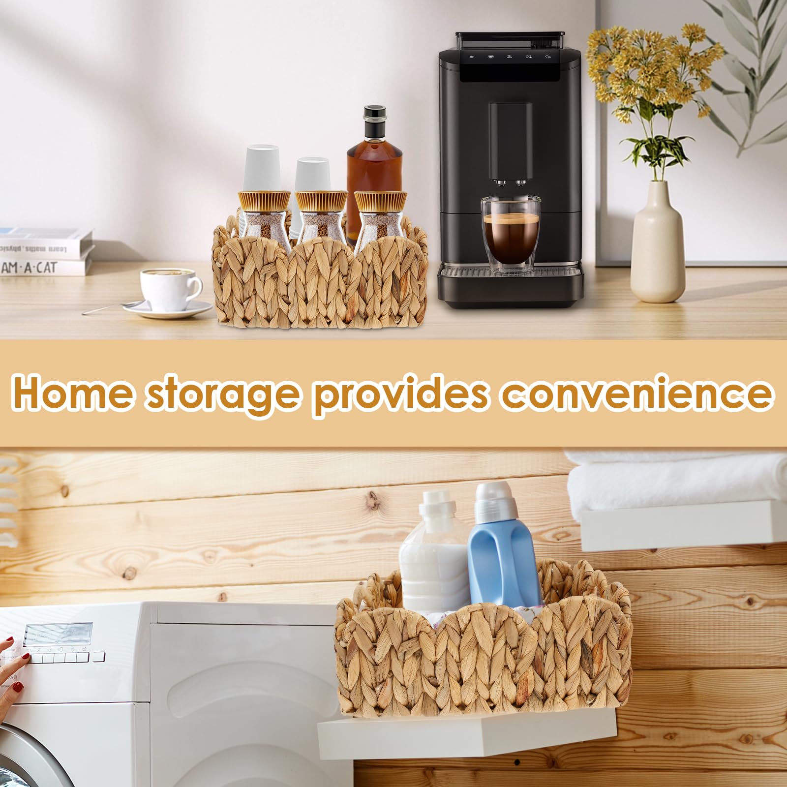 2-Pack Handwoven Woven Storage Baskets with Handles - Natural Rattan Nursery & Home Organization Bins - 15L Capacity for Bedroom, Living Room, Baby Room Storage - Perfect for Toys, Blankets & Clothes Organization