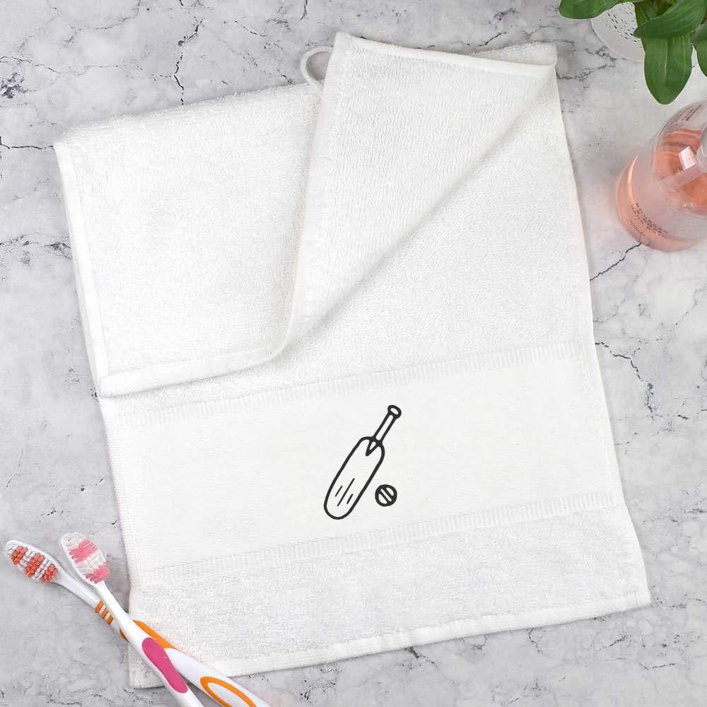 Premium Cricket Bat & Ball Flannel Guest Towel Set - Azeeda TL00001473 - Perfect for Sports Enthusiasts, Cricket Gifts & Home Decor