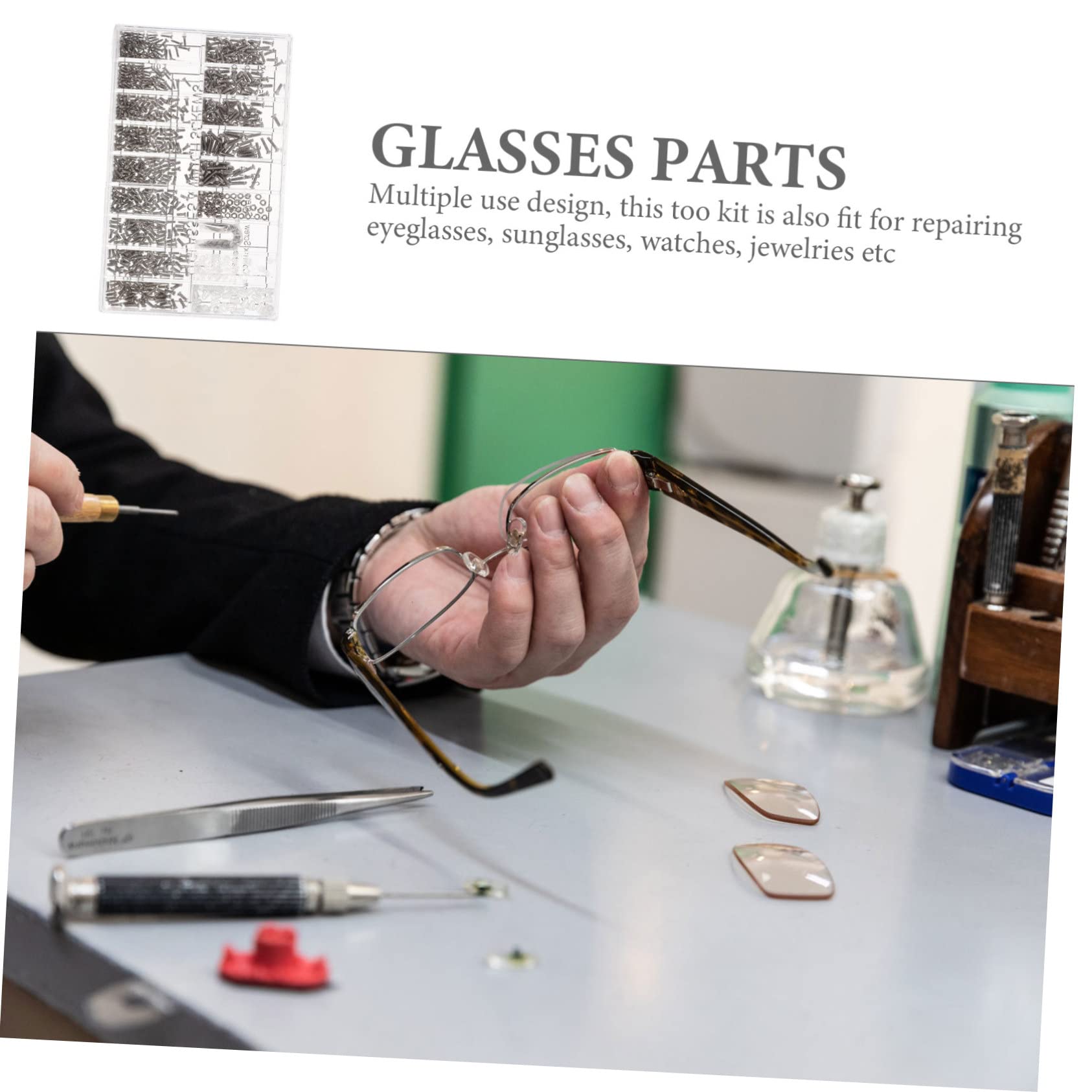 BCOATH 1 Set Metal Glasses Screws & Sunglasses Repair Kit - Premium Replacement Screws for Eyeglasses & Sunglasses Frames - Perfect for DIY Glasses Repair at Home, Office, or Travel