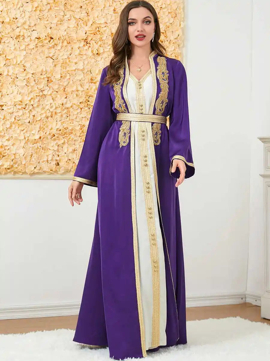 2 Piece Caftan Kaftan Dress Set with Inner Sleeveless Dress #253189 - Flowy Beach Cover Up, Summer Boho Outfit for Women, Perfect for Vacations, Pool Parties & Resort Wear