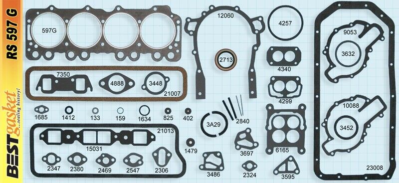 Buick 364 400 401 425 Nailhead Complete Engine Gasket Set Kit - High Performance Head & Intake Gaskets (1957-1966) - Perfect for Classic Car Restoration & Engine Rebuild Projects