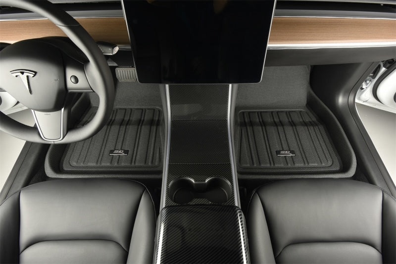 3D MAXpider Custom Fit All-Weather Floor Mats for 2020-2022 Tesla Model 3 (1st & 2nd Row) - Premium Black Car Interior Accessories for Protection & Style - Perfect for Daily Commute, Road Trips and All Seasons