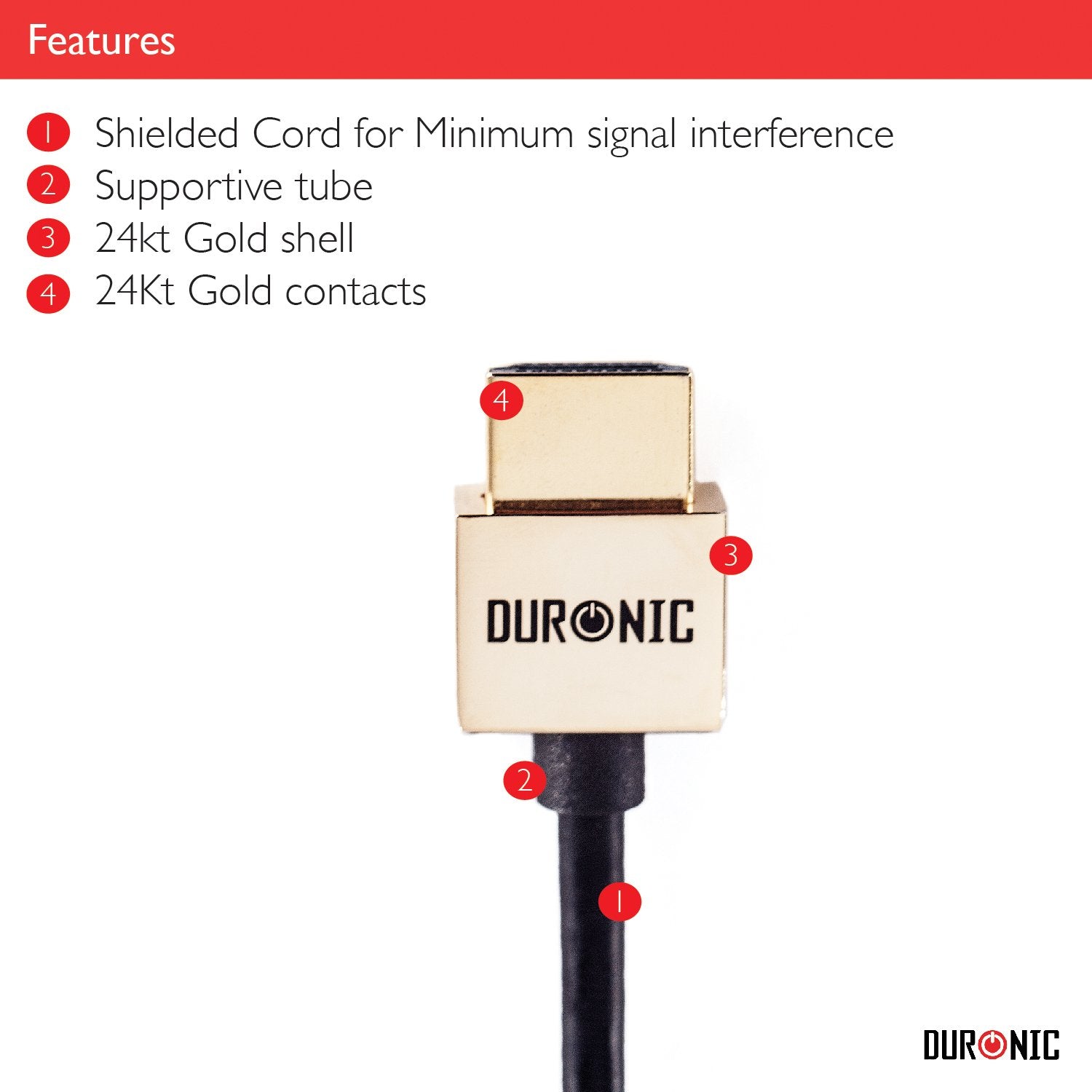 Premium Duronic HDMI Cable 3M (HDC02/3) - 1080p High Speed with Ethernet, 24K Gold Plated Connectors - Perfect for PS5, Xbox, Nintendo Switch, Sky+ HD, Virgin TV, DVD & Blu-ray - Ideal for Home Theater & Gaming Setup
