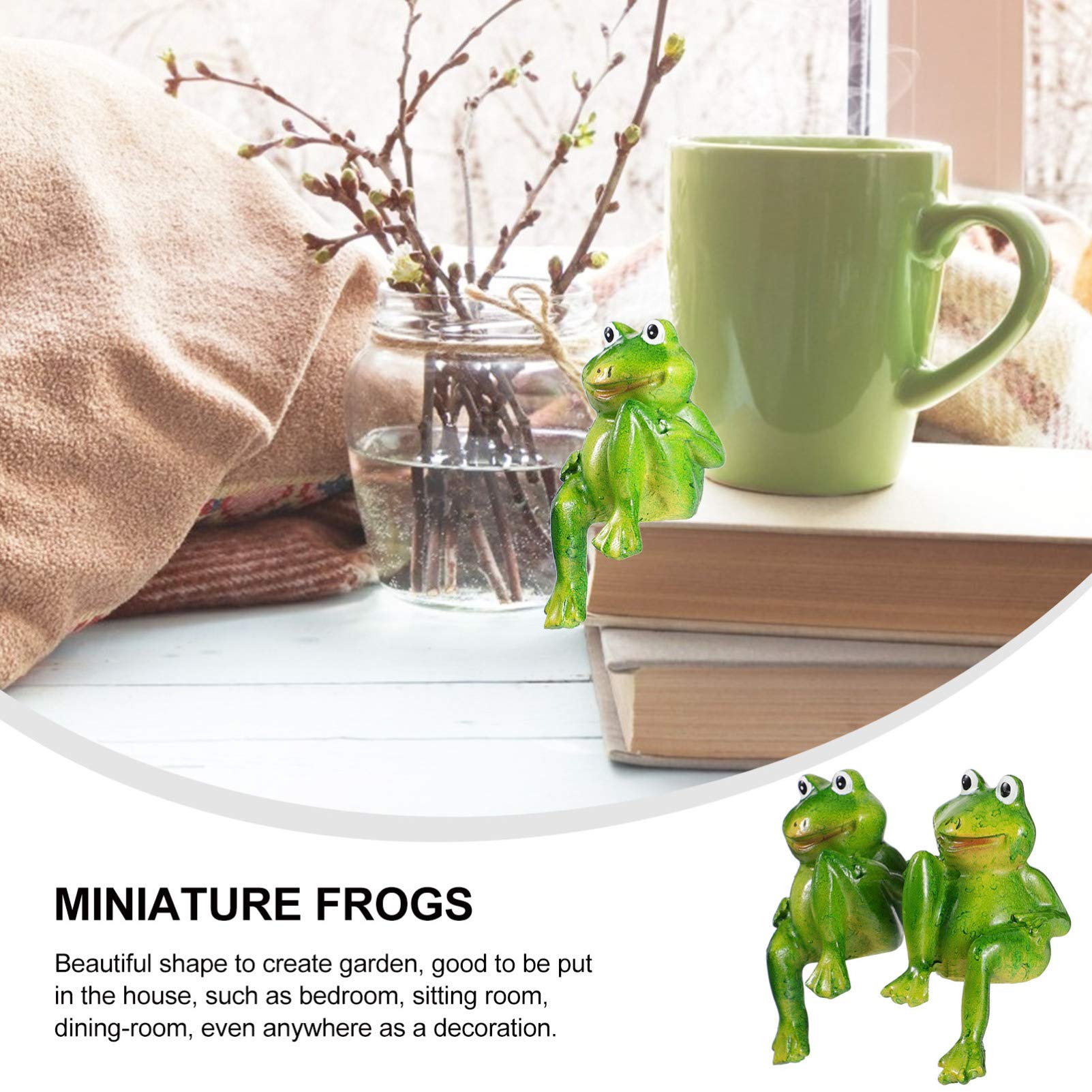 DOITOOL 1 Pair Resin Frog Ornaments - Unique Frog Figurines for Desktop, Bonsai Craft, Home Decor - Lovely Mini Frog Decor for Office, Living Room, Garden & Gift Ideas