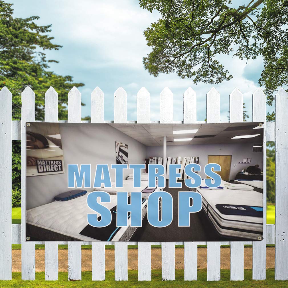 Durable 48x96 Inches Vinyl Banner for Mattress Shop - Weatherproof Outdoor Advertising Sign with 8 Grommets | Perfect for Business, Industrial Yard & Retail Storefront Displays