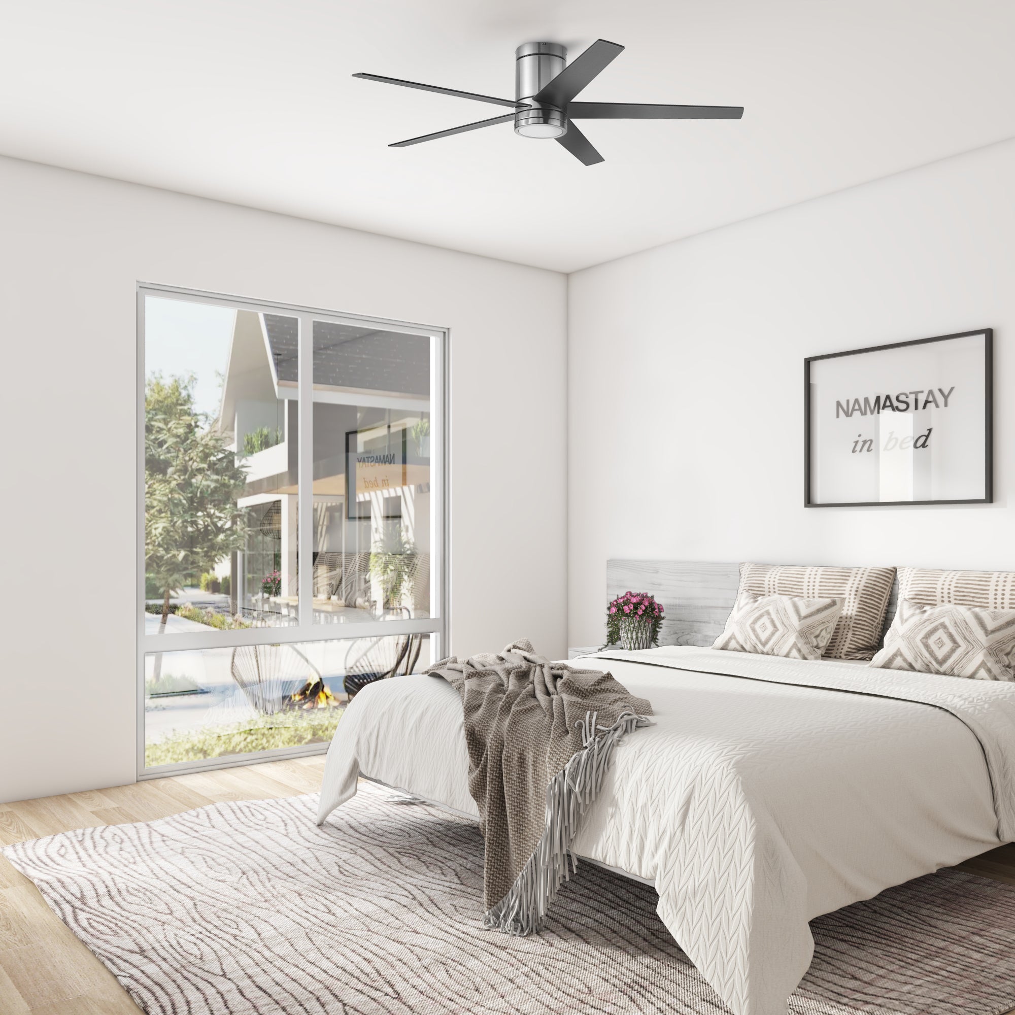 52 Inch Honeywell Graceshire Brushed Nickel Ceiling Fan with Light Kit & Remote Control - Perfect for Living Room, Bedroom, and Outdoor Patio