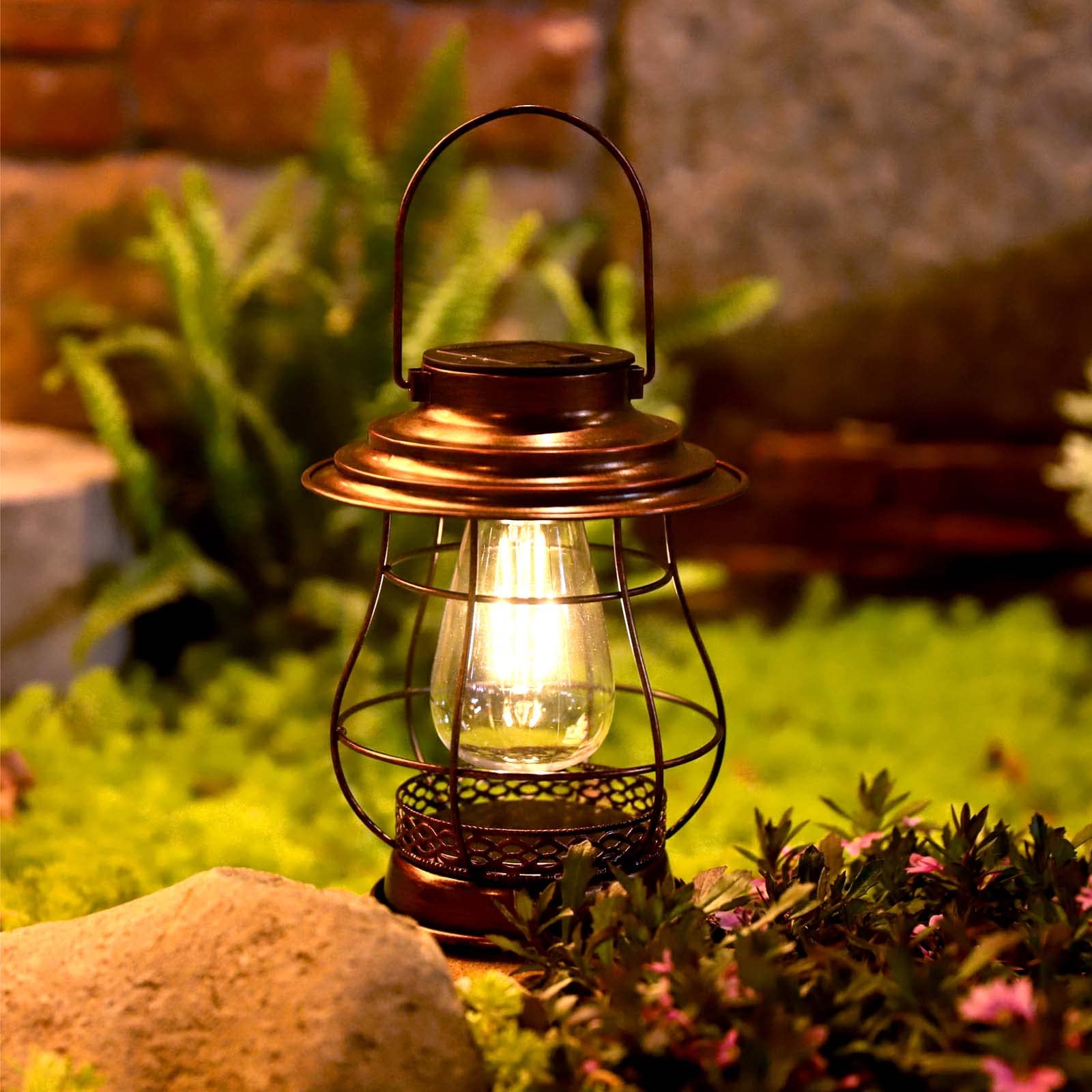 2 Pack Solar Outdoor Hanging Lights - Waterproof LED Garden Lanterns with Retro Design for Courtyard, Lawn, Patio & Pathway Decor | Perfect for Backyard, Porch, and Outdoor Party Lighting