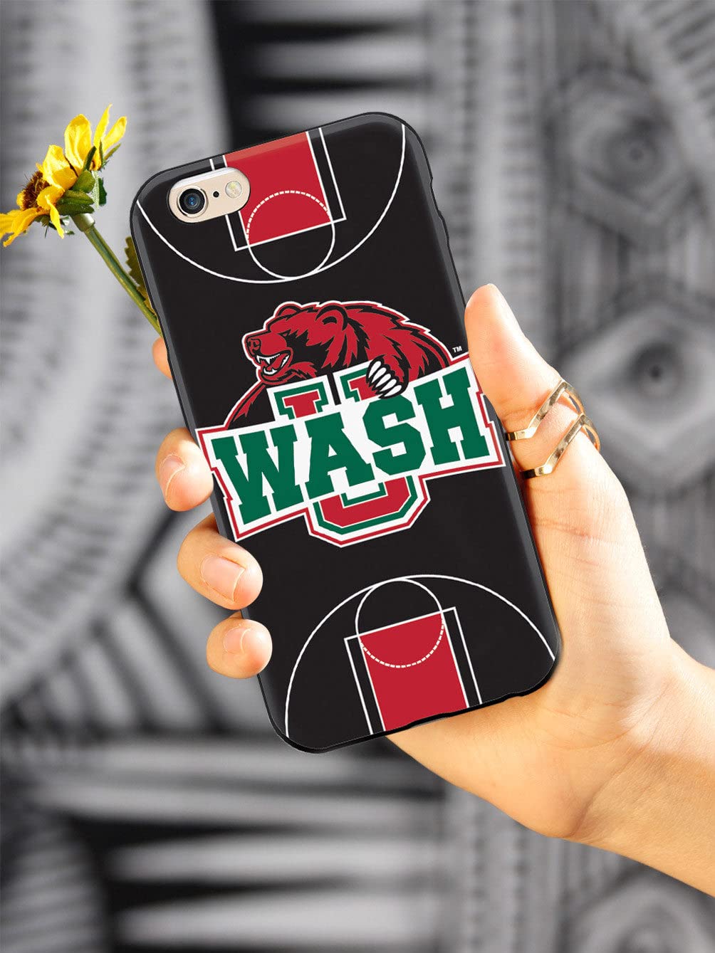 3D Textured iPhone 15 Plus Case with Rubber Bumper - Washington University St. Louis Bears Basketball Design - Protective Cover for Apple iPhone 15 Plus - Perfect for School, Sports and Everyday Use