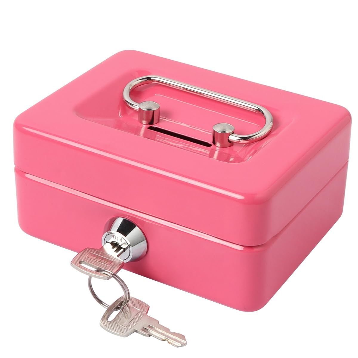 Lovndi Small Cash Box with Lock & Money Slot - Secure Piggy Bank for Kids & Adults - Pink Money Box for Savings, Coins, Bills - Ideal for Home, Office, Gift Giving