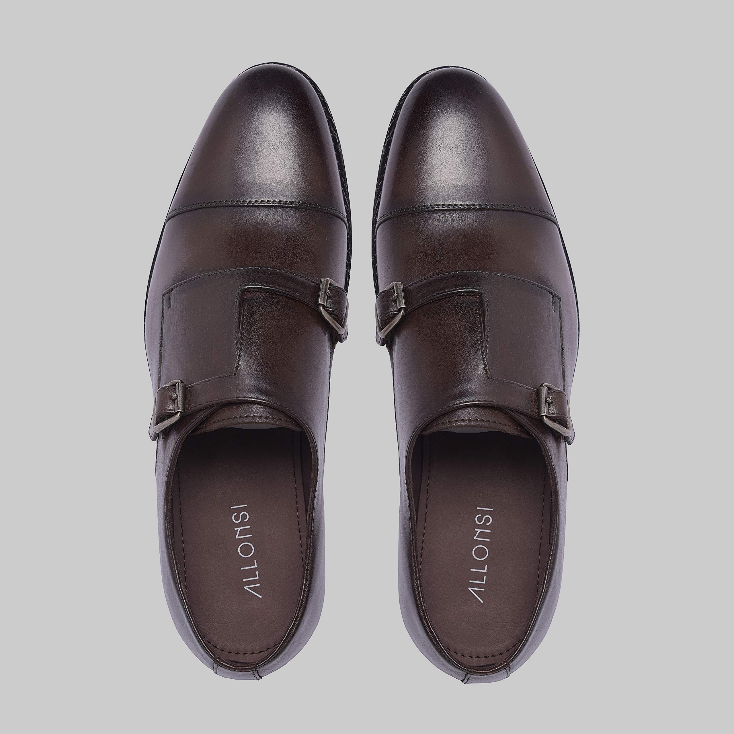 Genuine Leather Monk Strap Dress Shoes for Men - Handcrafted Goodyear Welted Formal Shoes with Cap Toe & Leather Sole | Perfect for Business Meetings, Weddings & Special Occasions